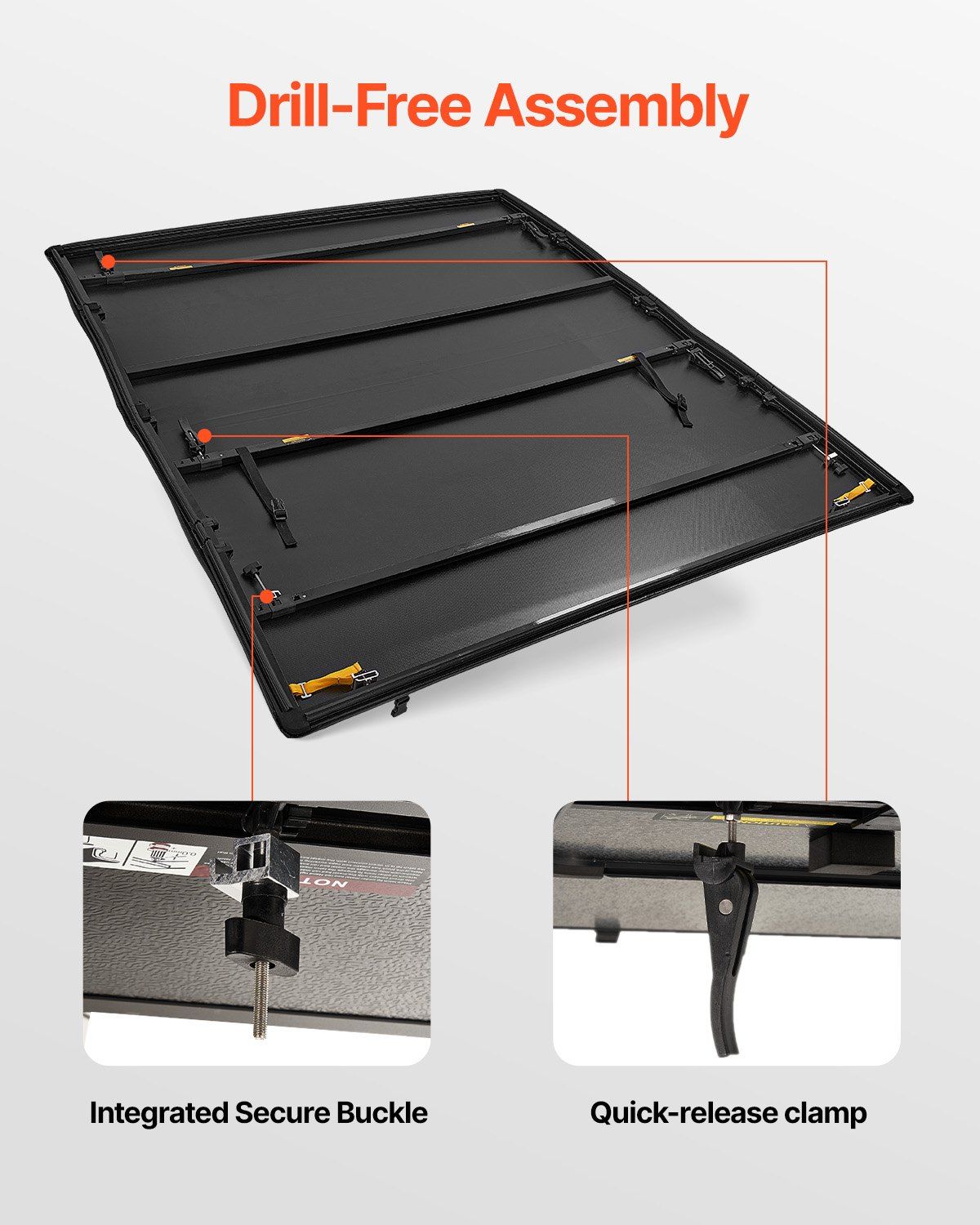 Quad-Fold Tonneau Cover Truck Bed Cover for 2002-2024 Dodge Ram 1500 PVC