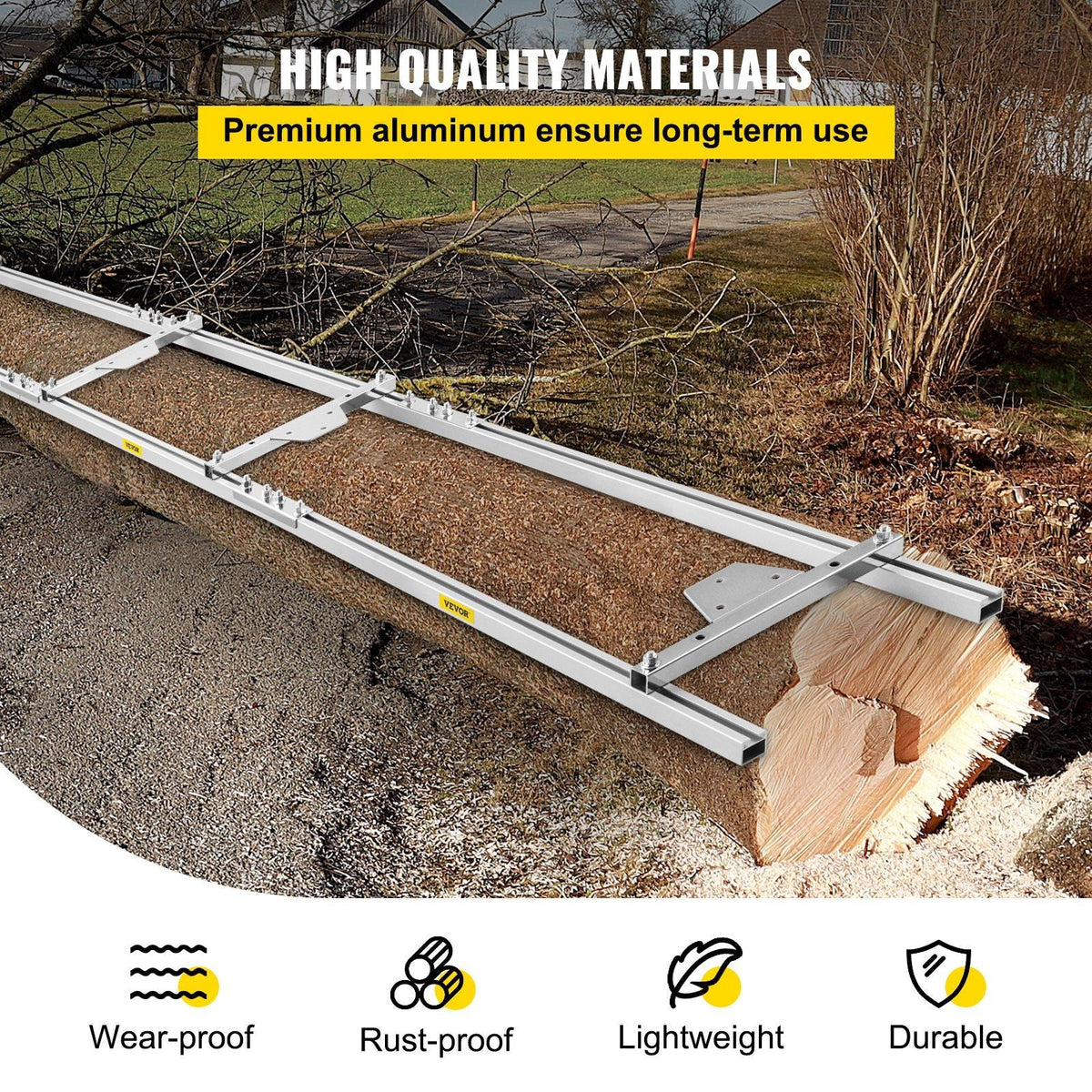 Rail Mill Guide System 9 FT Chainsaw Mill Rail Guide with 4 Wood Fixing Plate Rail Mill Guide Used in Combination with The Saw Mill