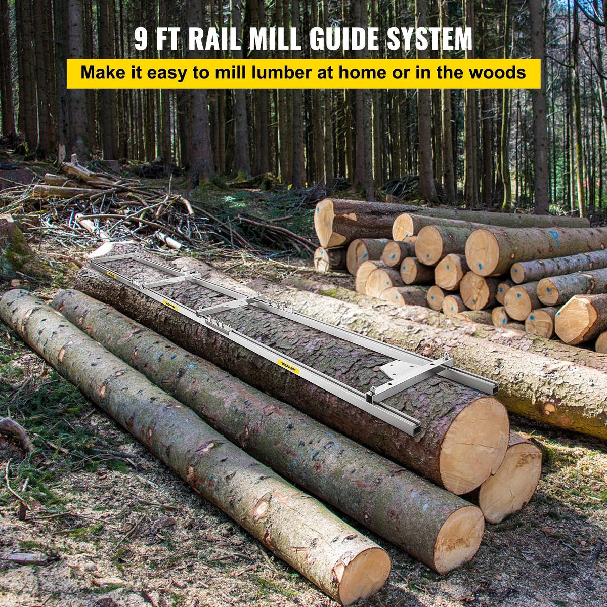 Rail Mill Guide System 9 FT Chainsaw Mill Rail Guide with 4 Wood Fixing Plate Rail Mill Guide Used in Combination with The Saw Mill