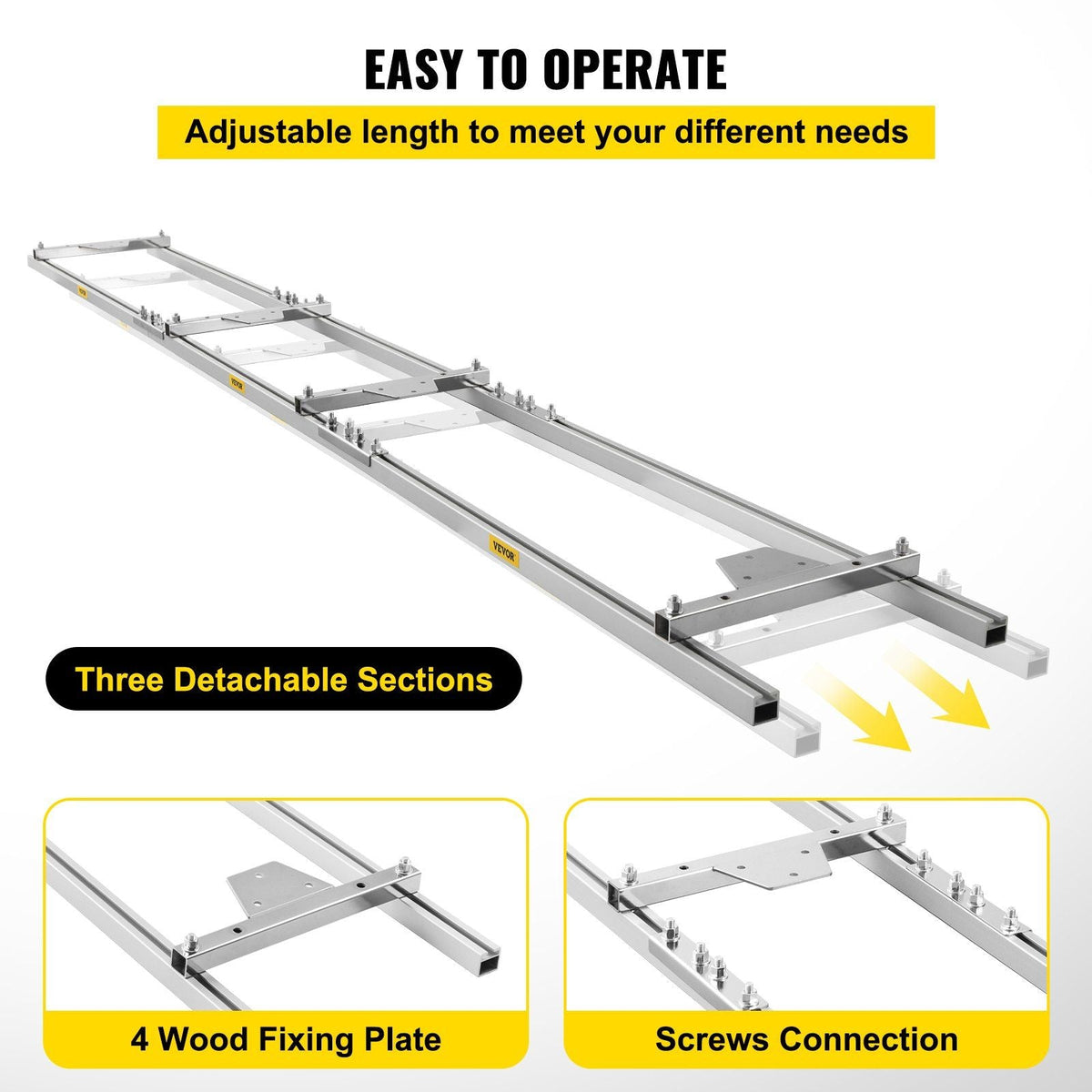 Rail Mill Guide System 9 FT Chainsaw Mill Rail Guide with 4 Wood Fixing Plate Rail Mill Guide Used in Combination with The Saw Mill