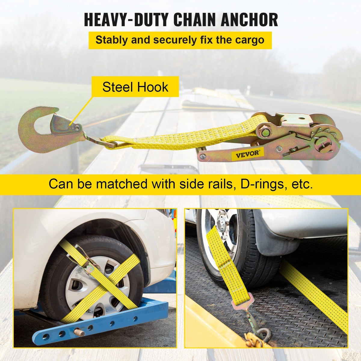 Ratchet Tie Down Straps, 2'' x 15.6' Heavy Duty Ratchet Straps with Snap Hooks, 4000 lbs Working Load, 4 Pack Tie Down Set Includes 8 Axle Straps for Moving Motorcycle, Cargo & Daily Use