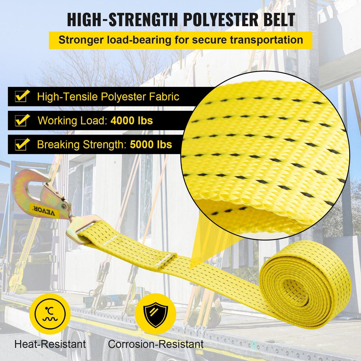 Ratchet Tie Down Straps, 2'' x 15.6' Heavy Duty Ratchet Straps with Snap Hooks, 4000 lbs Working Load, 4 Pack Tie Down Set Includes 8 Axle Straps for Moving Motorcycle, Cargo & Daily Use