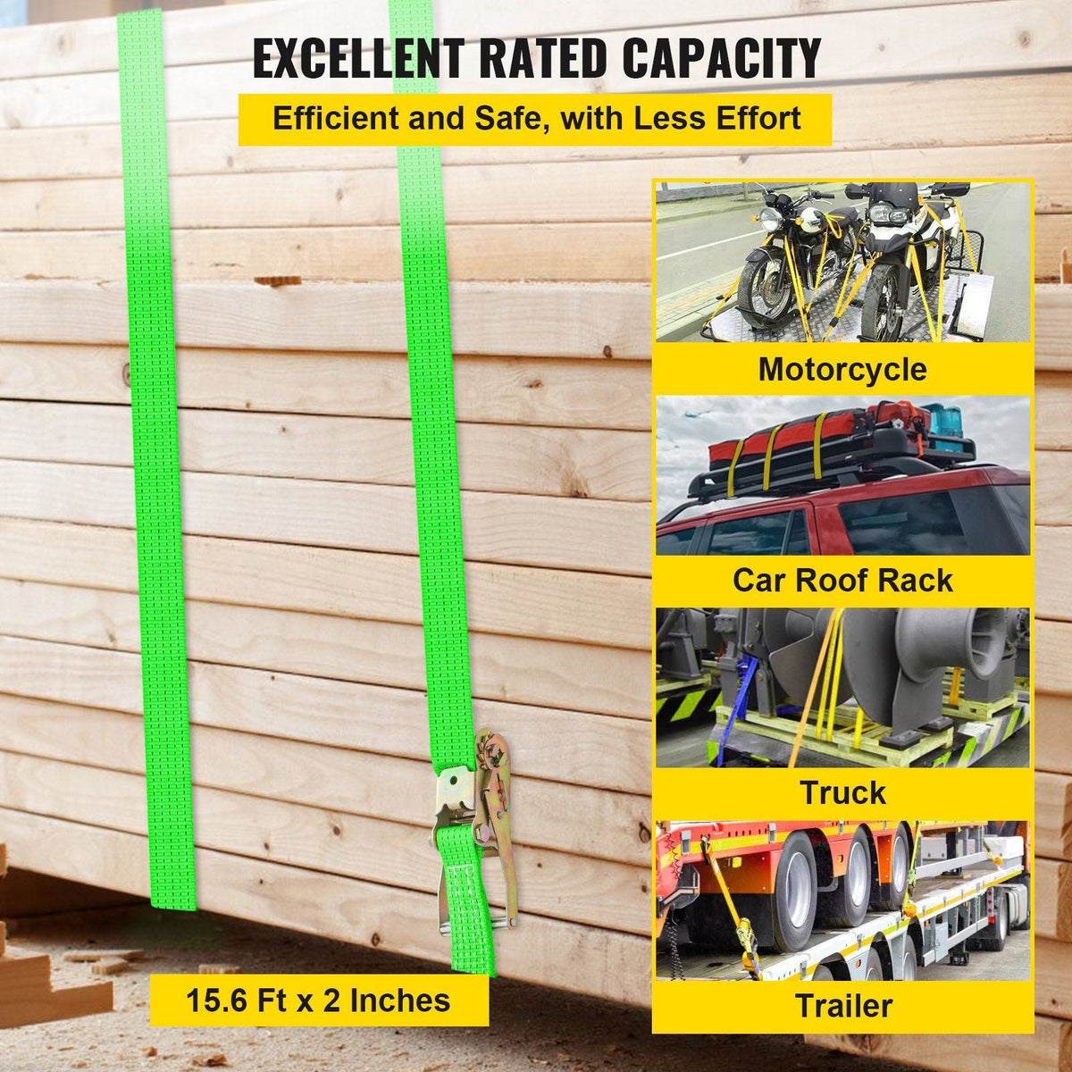 Ratchet Tie Down Straps, 2'' x 15.6' Heavy Duty Ratchet Straps with Snap Hooks, 4000 lbs Working Load, 4 Pack Tie Down Set Includes 8 Axle Straps for Moving Motorcycle, Cargo & Daily Use