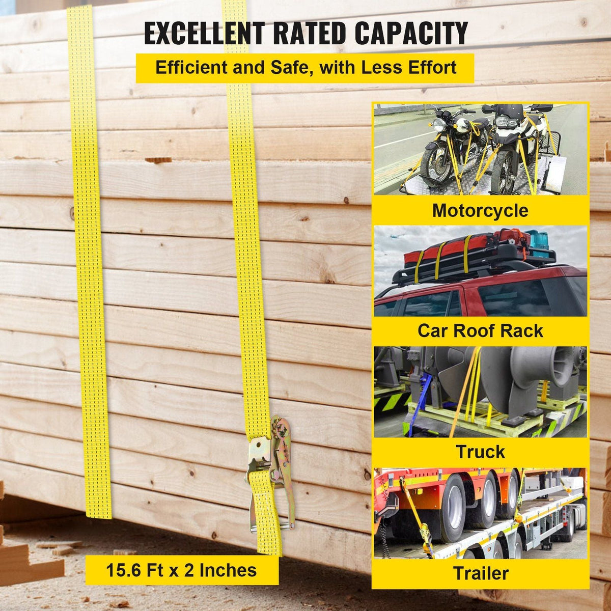Ratchet Tie Down Straps, 2'' x 15.6' Heavy Duty Ratchet Straps with Snap Hooks, 4000 lbs Working Load, 4 Pack Tie Down Set Includes 8 Axle Straps for Moving Motorcycle, Cargo & Daily Use