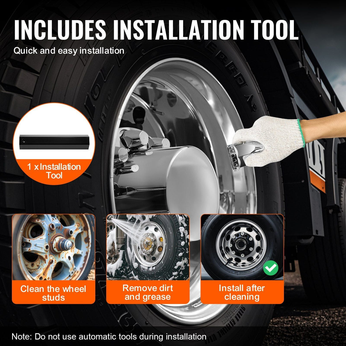 Rear Axle Cover Combo Kit ABS Lug Nut Covers with Nut Cover Tools