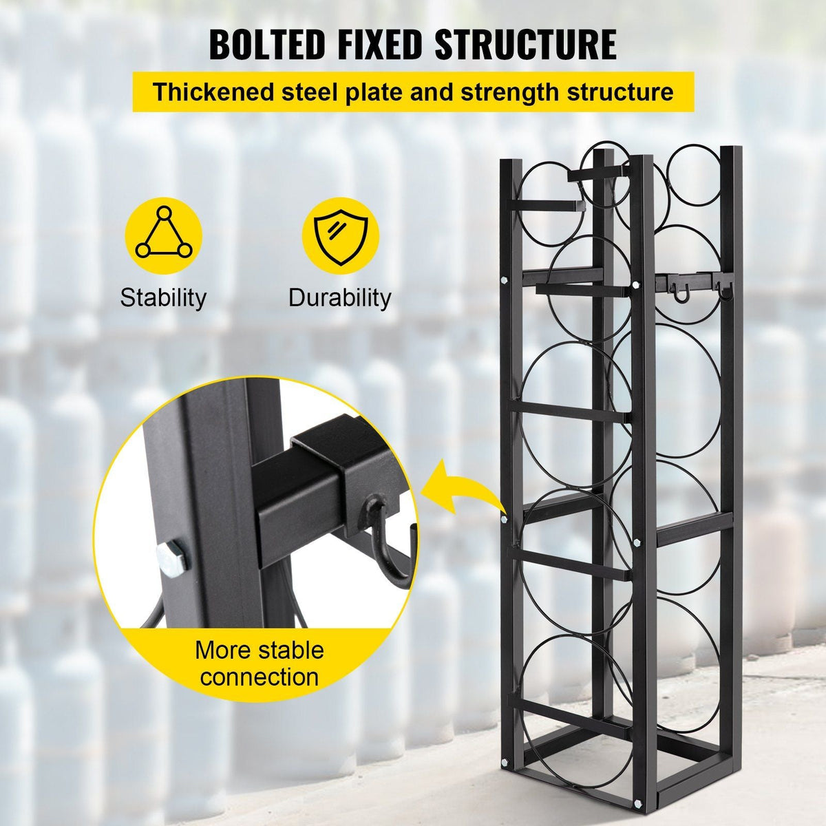 Refrigerant Tank Rack with 3-30lb and Other 3 Saving Space, Cylinder Tank Rack 1168mm, Refrigerant Cylinder Rack Gas Cylinder Racks and Holders, for Gas Oxygen Nitrogen Storage