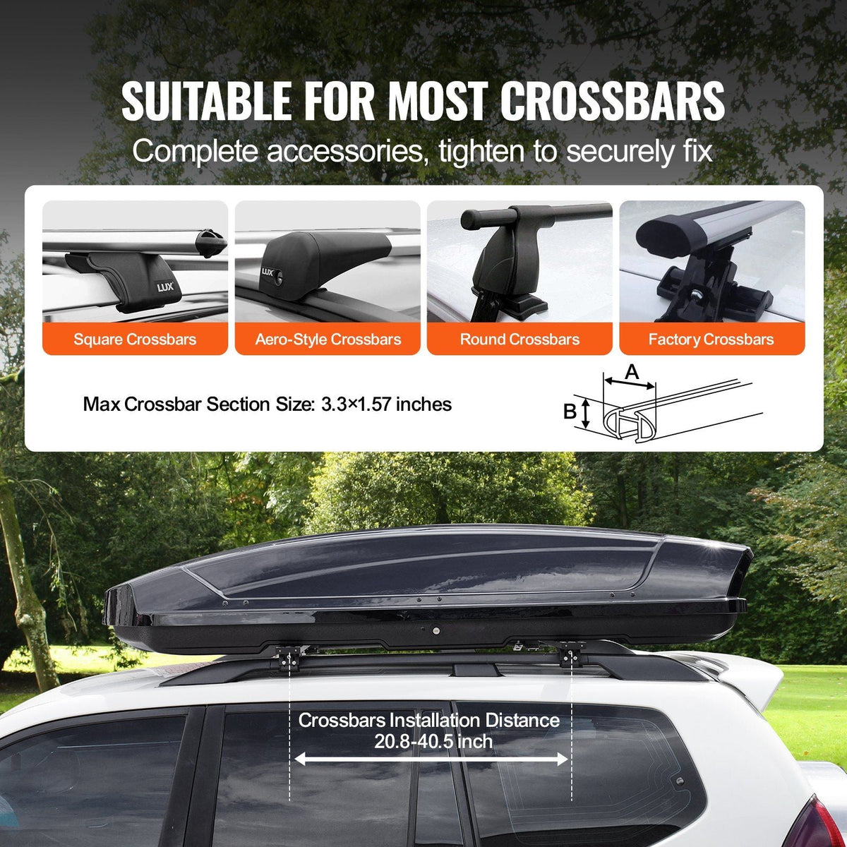 Rooftop Cargo Carrier 18 Cubic Feet Luggage Storage Box ABS for SUVs Cars