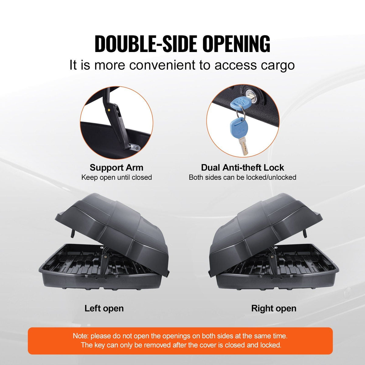 Rooftop Cargo Carrier 18 Cubic Feet Luggage Storage Box ABS for SUVs Cars