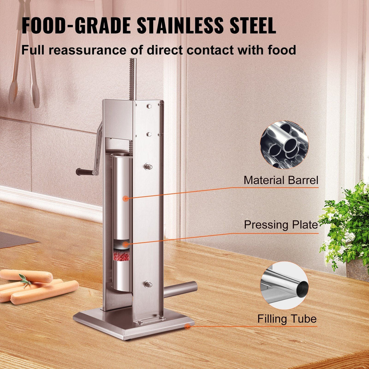 Sausage Stuffer 15LBS/7L Capacity Homemade Sausage Maker Stainless Steel