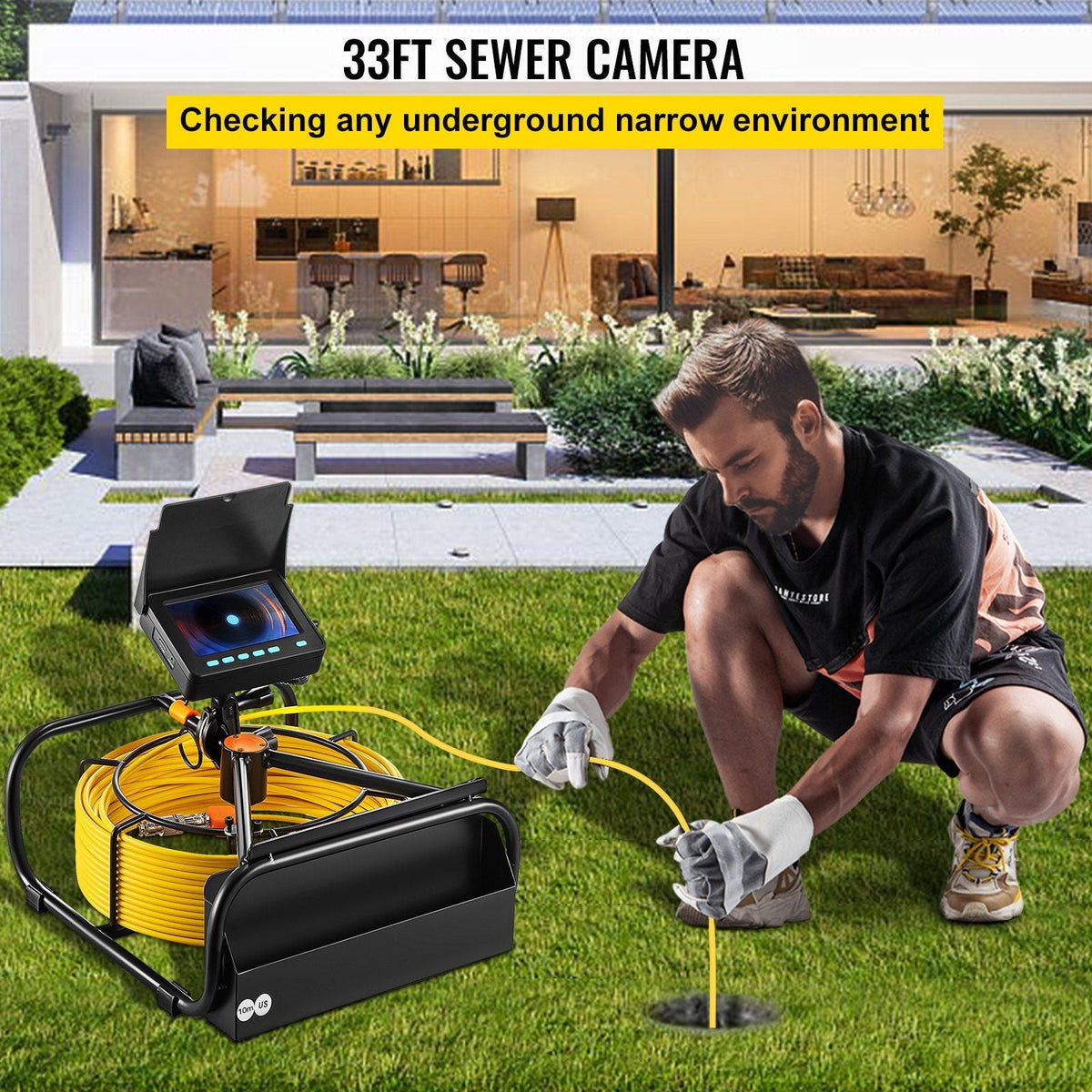 Sewer Camera, 32.8FT 4.3" Screen, Pipeline Inspection Camera with DVR Function & Snake Cable, Waterproof IP68 Borescope w/LED Lights, Industrial Endoscope for Home Wall Duct Drain Pipe Plumbing