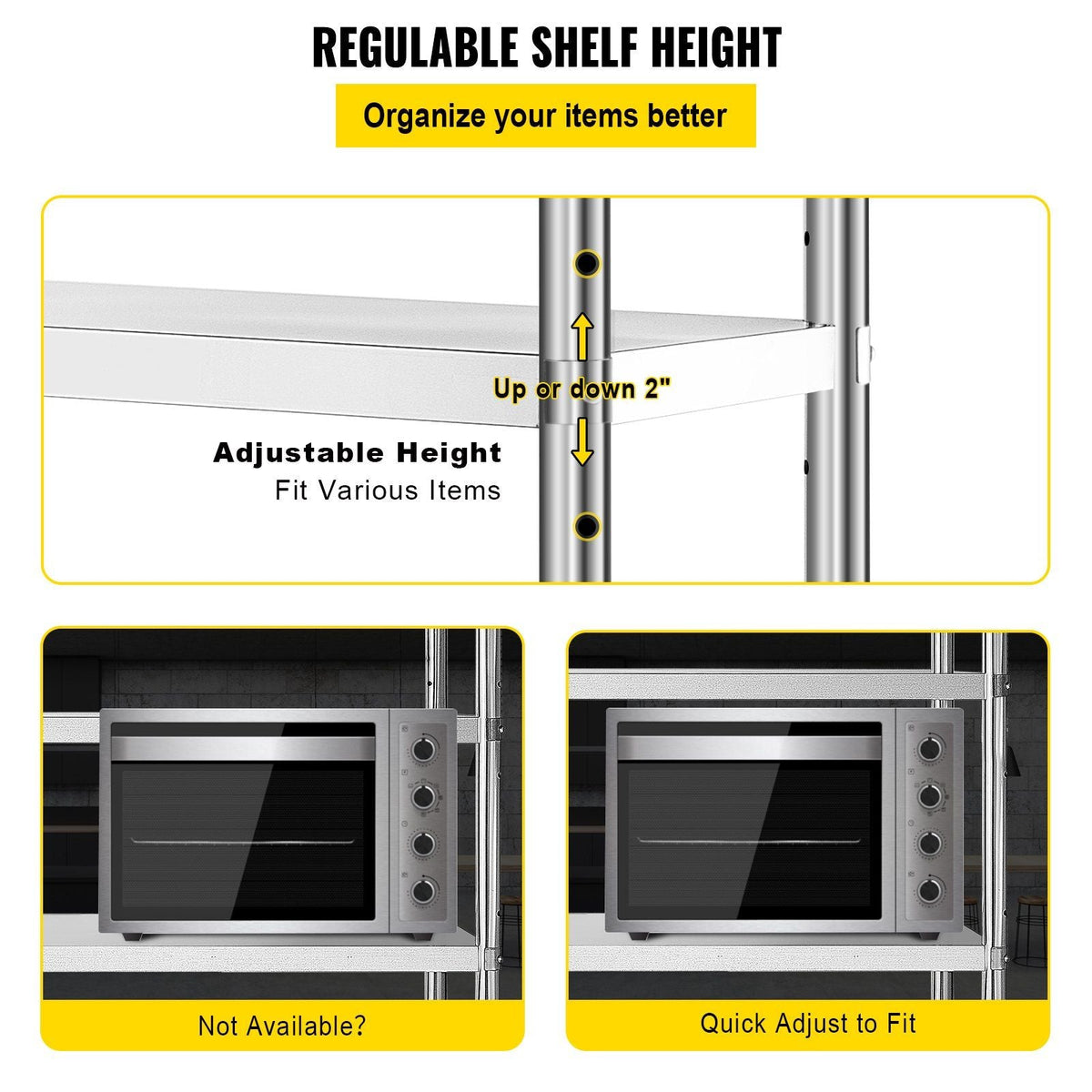 Storage Shelf, 4-Tier Stainless Steel Shelving, Storage Shelving Unit, 70.9 x 17.7 x 59.1 Inch Heavy Duty Storage Rack Shelving, 1320 Lbs Total Capacity with Adjustable Height