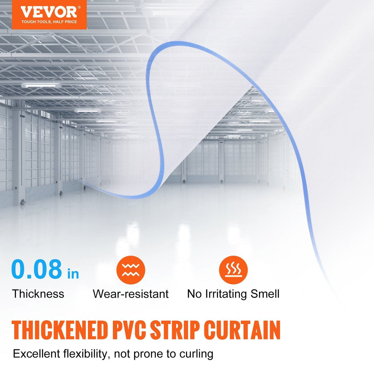 Strip Curtain, 84" Height x 60" Width, 0.08" Thickness, 10PCS Clear PVC Strip Door Curtain, Freezer Curtain, Plastic Door Strips for Walk in Freezers, Coolers & Warehouse Doors, with 50% Overlap