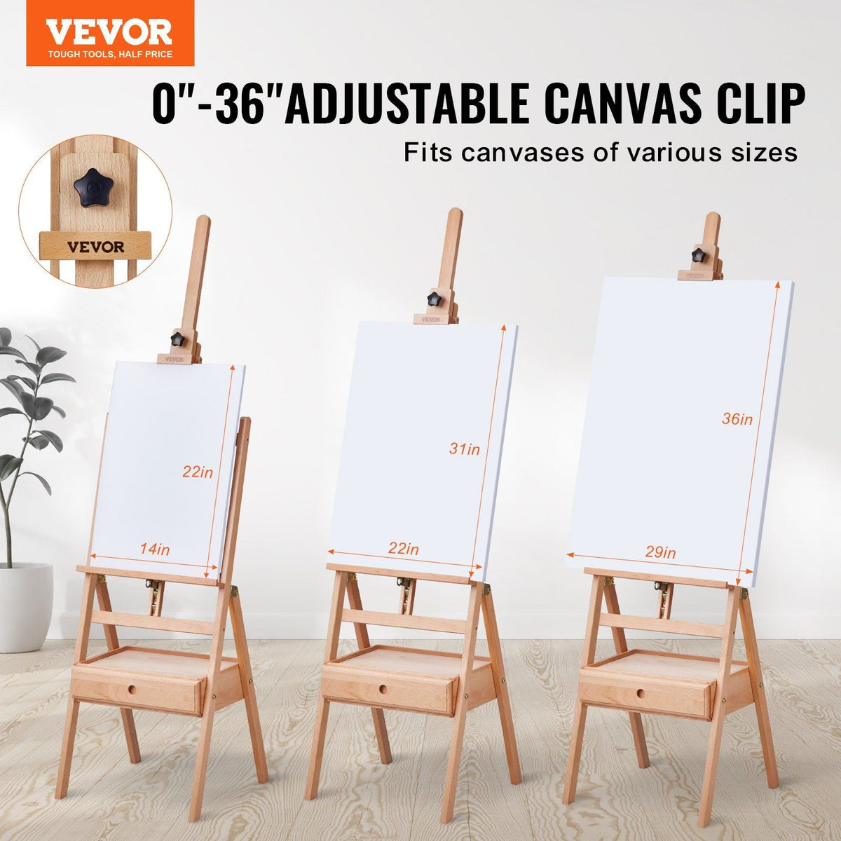 Studio H-Frame Easel Holds Canvas Art up to 36" Beechwood Artists Easel