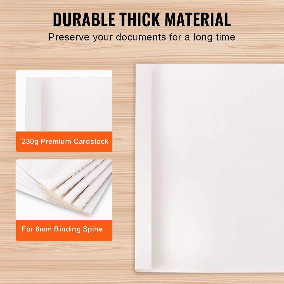 Thermal Binding Covers, 10 Pack Thermal Presentation Covers 5/16 inch Spine Holds 2-240 Sheets, PVC Transparent Front Cover and White Back Cover, Letter Size