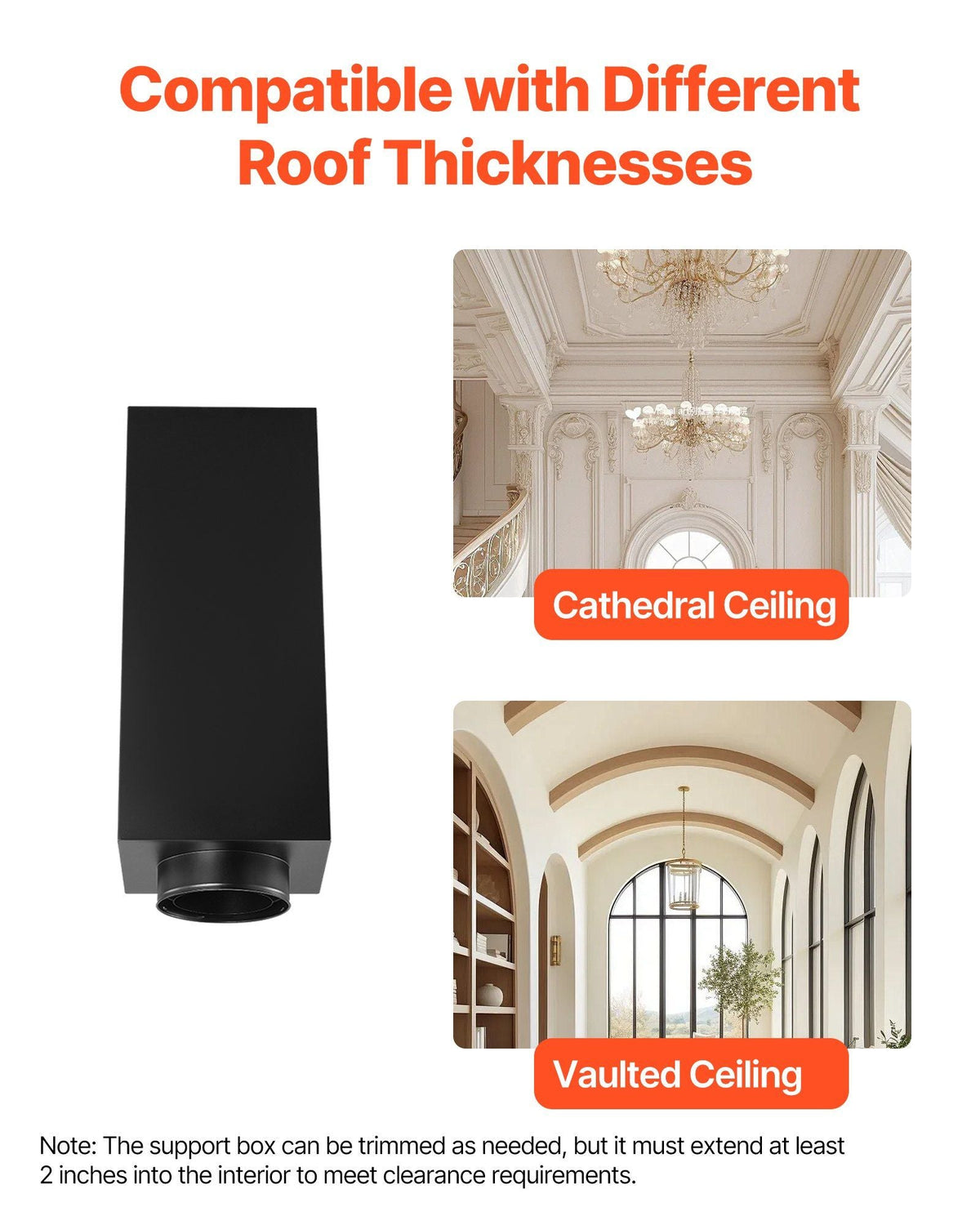 Through the Wall Kit for 6-Inch Chimney Pipe, Stainless Steel Internal Through Wall Chimney Kit with Rain Cap, Roof Waterproof Flashing Plate for 30-45 Degree Roof Pitch(No Straight Pipe)