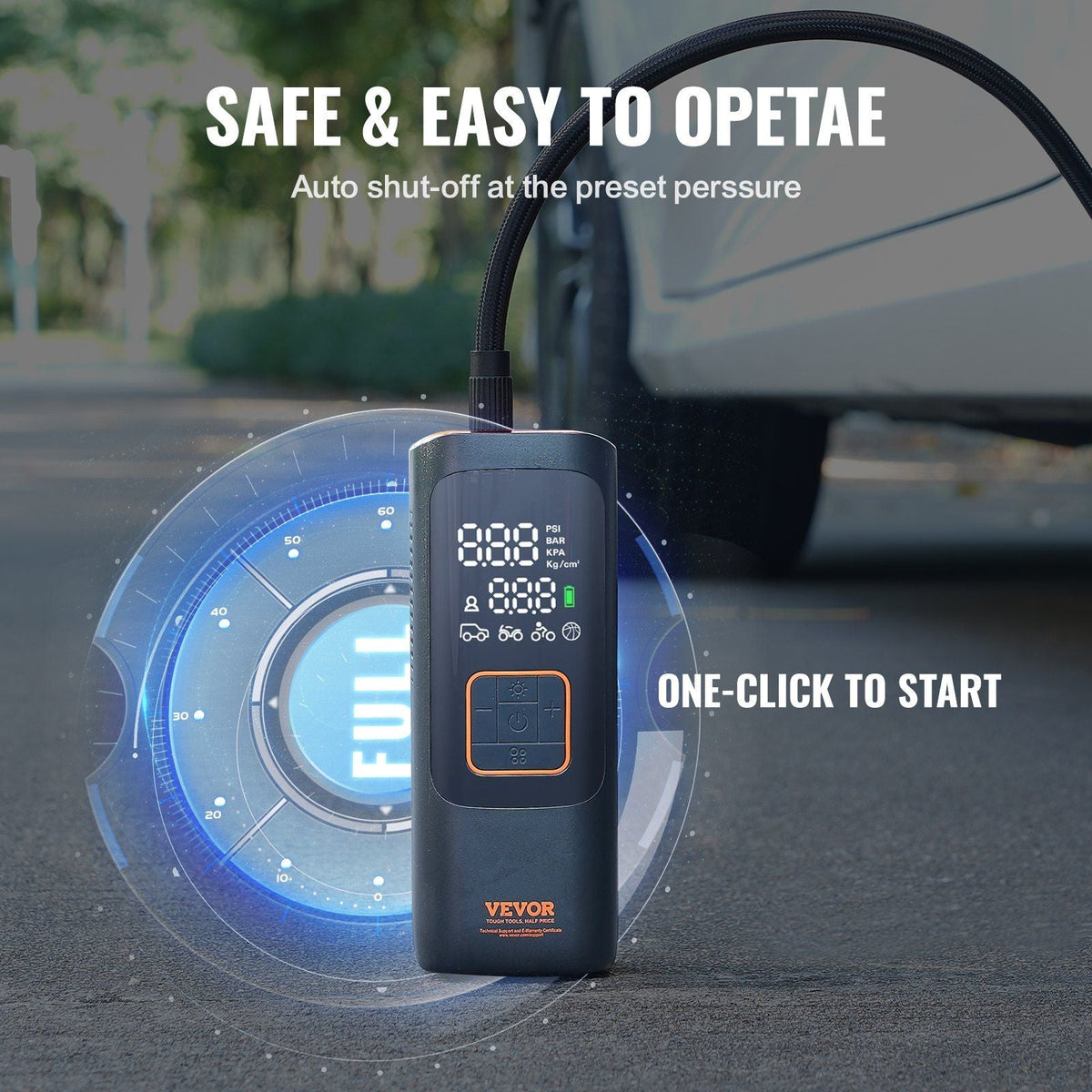 Tire Inflator Portable Air Compressor 7800mAh 3.7V 2X Faster 160PSI Auto-Off