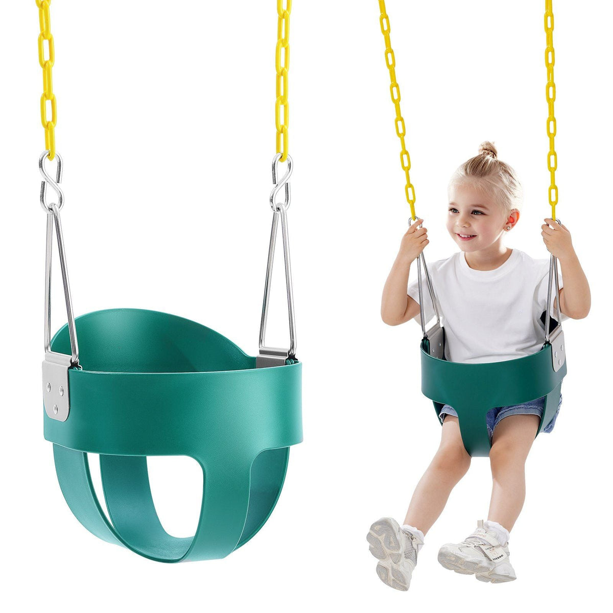 Toddler Swing Seat High Back Full Bucket Baby Swing Seat Support 150 lbs