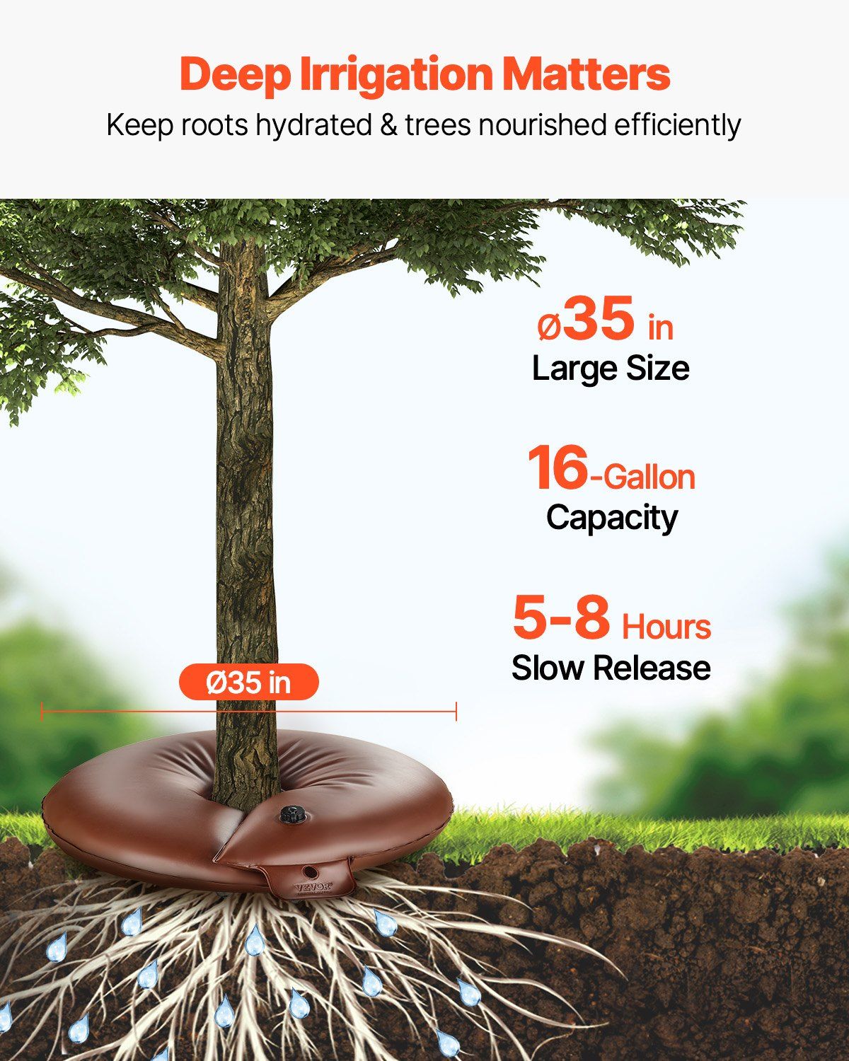Tree Watering Bags Slow Release, 4 Pack 16 Gallons Tree Watering Ring, Reusable Refillable Tree Irrigation Ring Water Bags, Heavy Duty Watering System for Shrub Tree Root Drip Irrigation