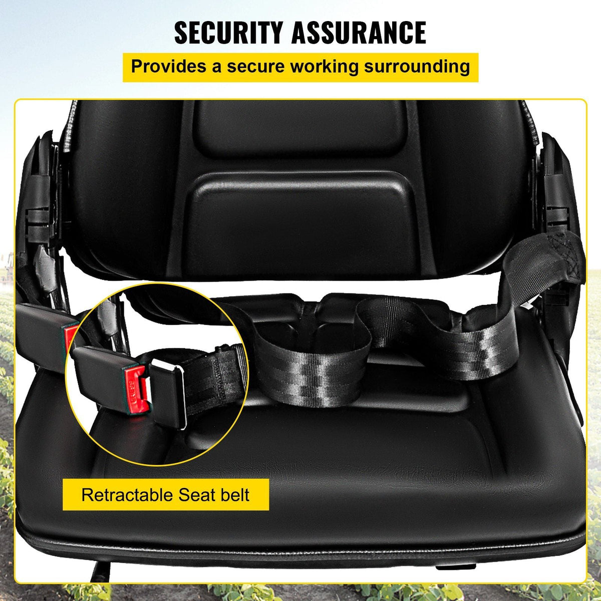 Universal Adjustable Forklift Seat with Safety Belt, Full Suspension Seat Replacement for Heavy Mechanical Seat
