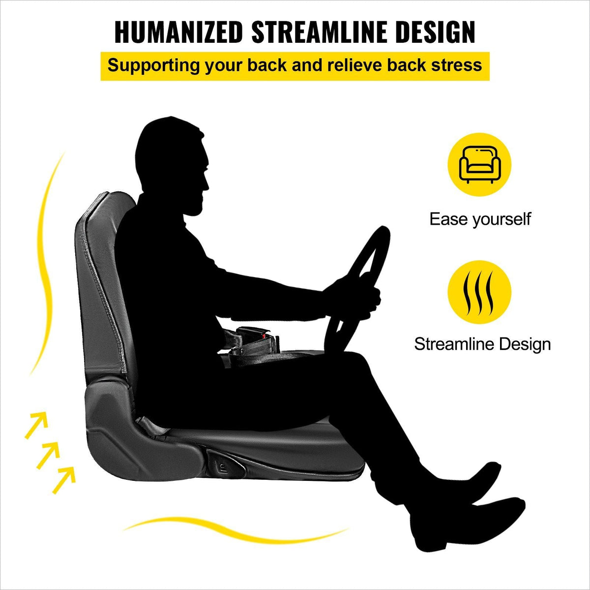 Universal Adjustable Forklift Seat with Safety Belt, Full Suspension Seat Replacement for Heavy Mechanical Seat