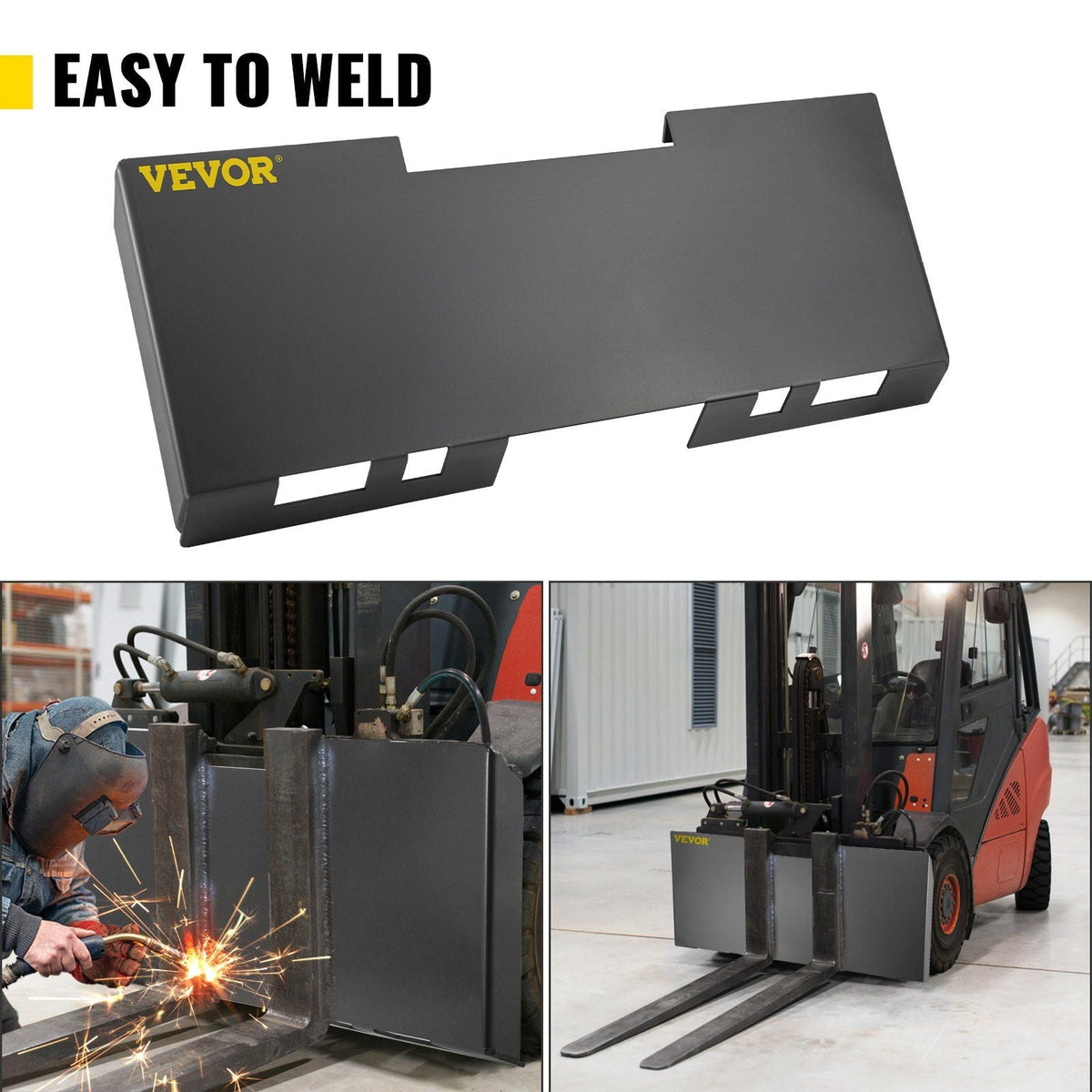 Universal Skid Steer Mount Plate 3/16" Thick Skid Steer Plate Attachment 3000LBS Weight Capacity Easy to Weld or Bolt to Different Accessories(Regular)