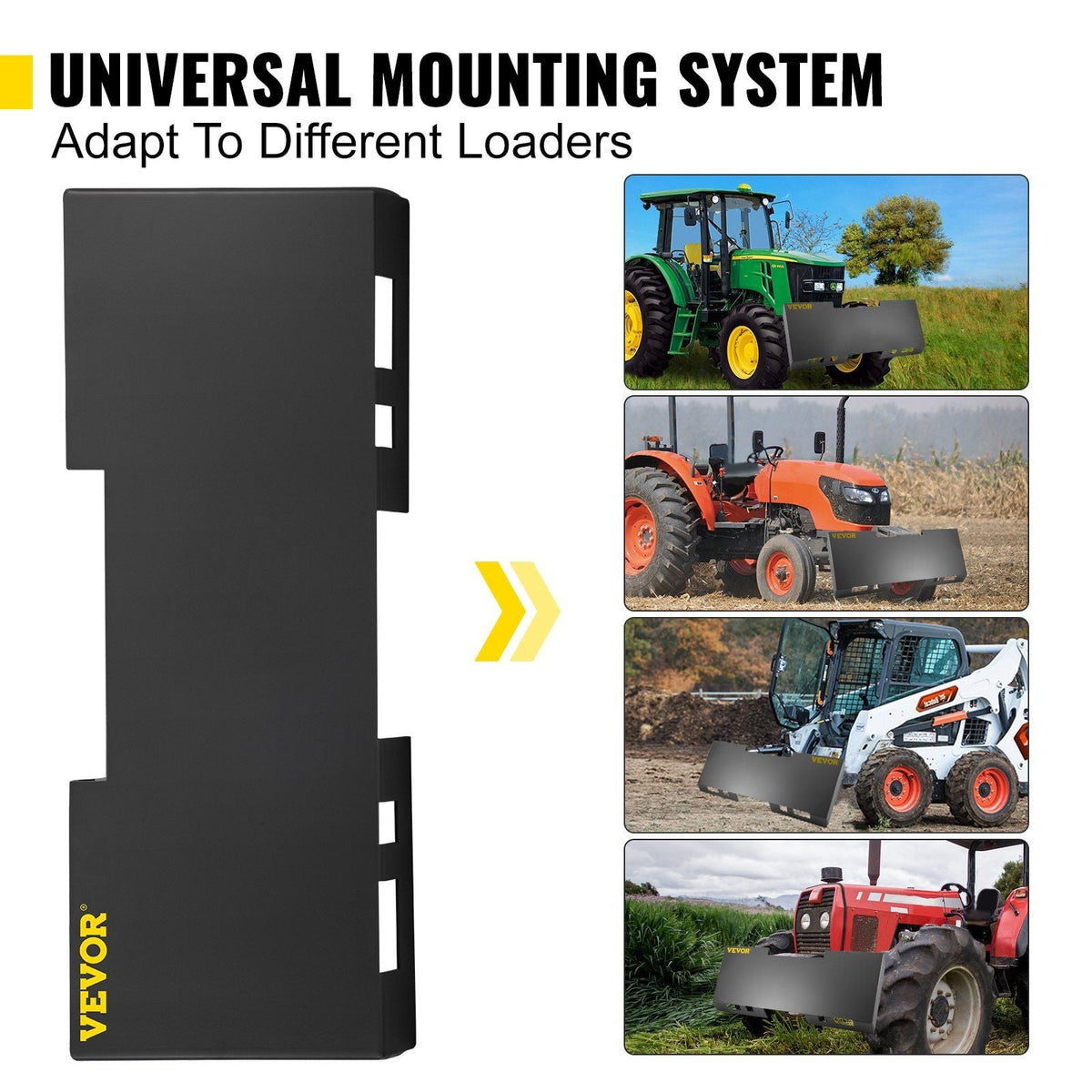 Universal Skid Steer Mount Plate 3/16" Thick Skid Steer Plate Attachment 3000LBS Weight Capacity Easy to Weld or Bolt to Different Accessories(Regular)