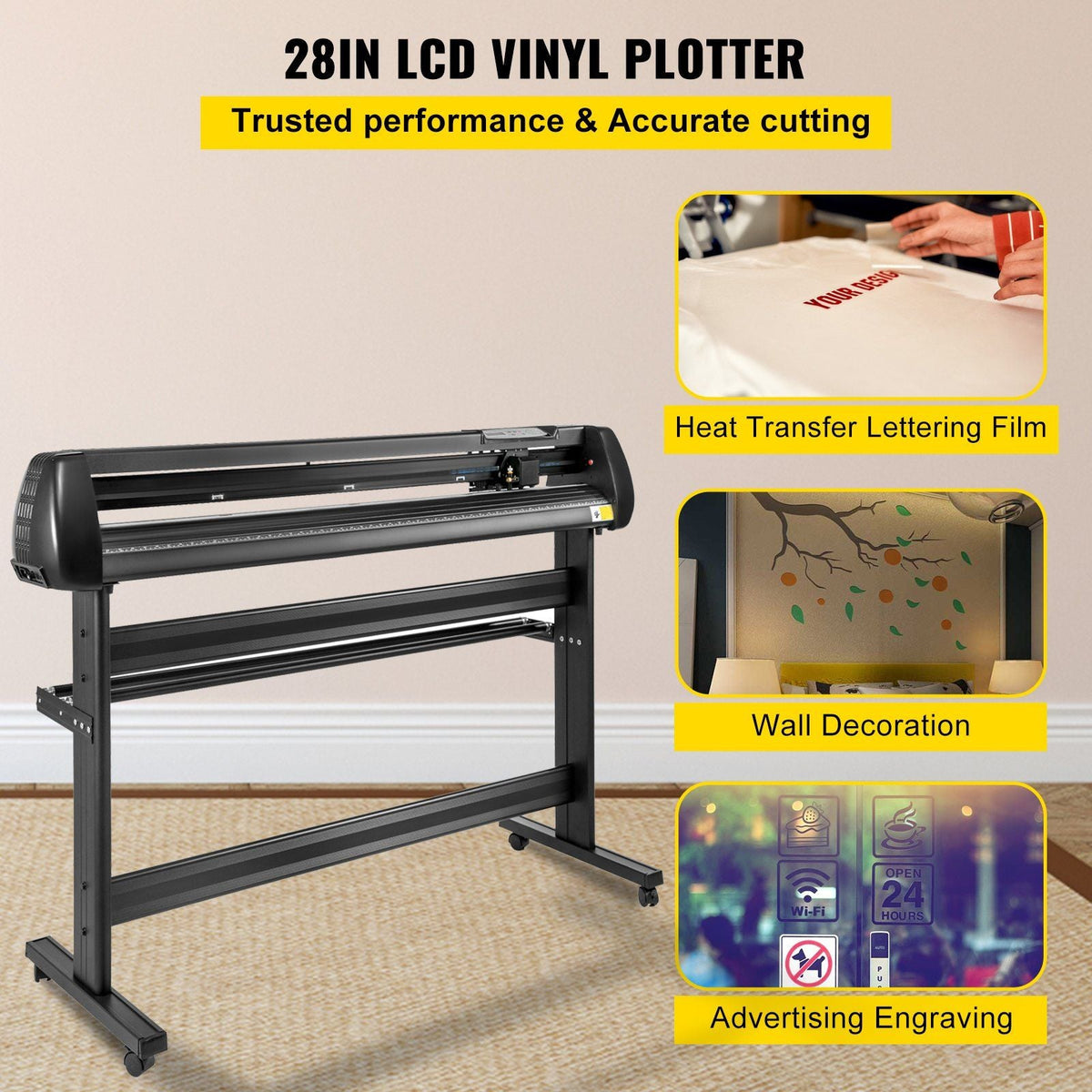 Vinyl Cutter 53Inch Vinyl Cutter Machine Manual Vinyl Printer Plotter Cutter with Floor Stand Vinyl Plotter Adjustable Force Speed for Sign Making