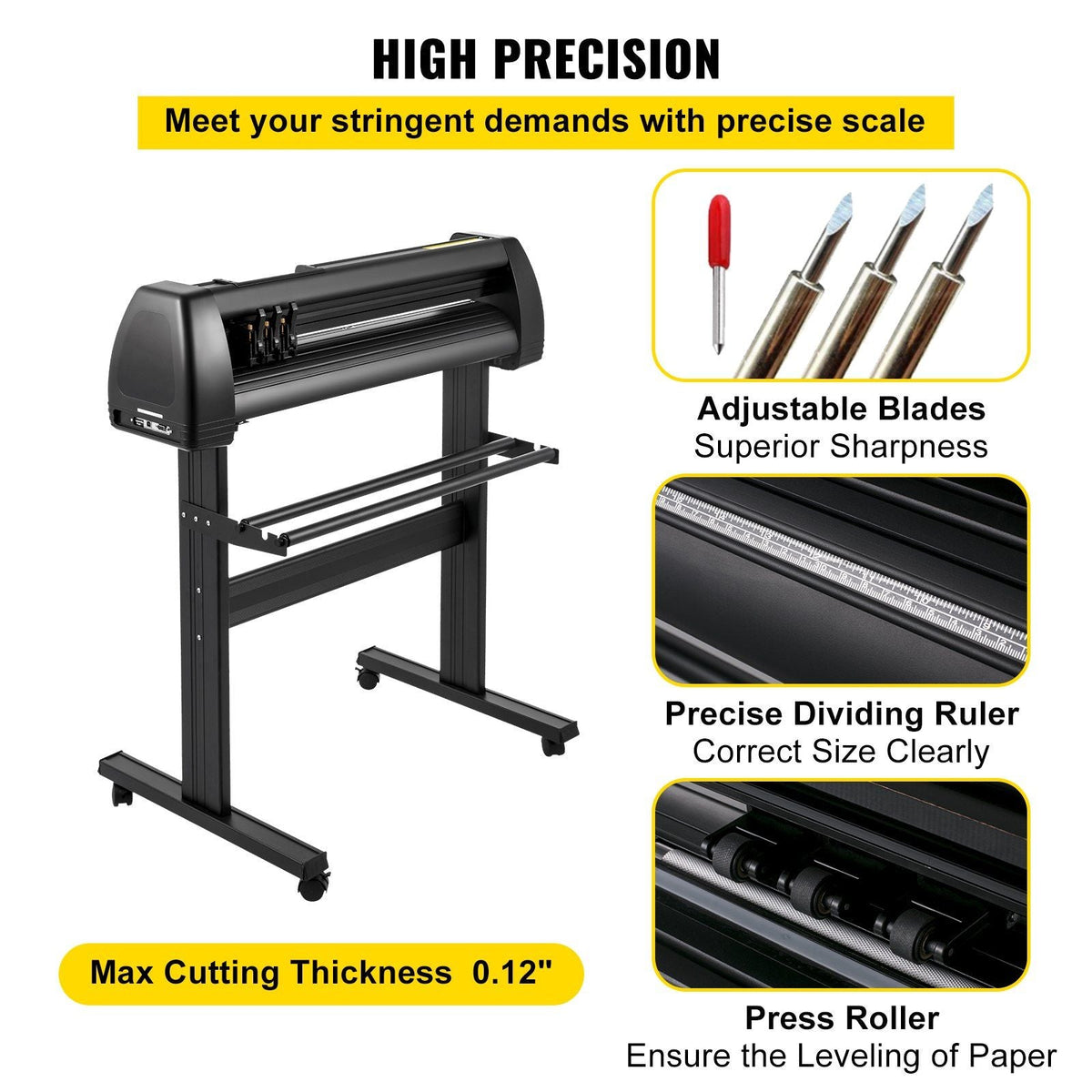 Vinyl Cutter Machine, 34in / 870mm, LED Plotter Printer, Precise Manual Positioning, Softwares Support MAC and Windows Systems, Adjustable Force and Speed, Floor Stand for Making Sign Label