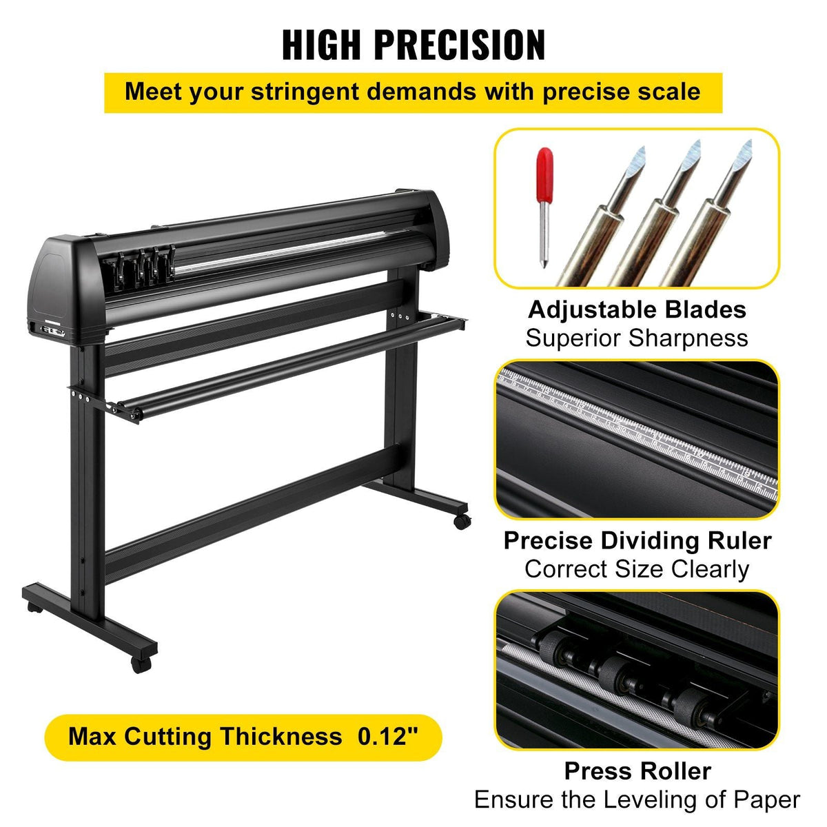 Vinyl Cutter Machine, 53in / 1350mm, LED Plotter Printer, Precise Manual Positioning, Softwares Support MAC and Windows Systems, Adjustable Force and Speed, Floor Stand for Making Sign Label