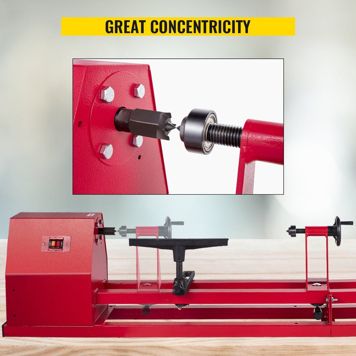 Wood Lathe, 14''x40'' Power Lathes, 1/2 HP Wood Lathe Machine, 1/2 Phase Benchtop Lathe, Excelsior Wood Lathe, 1100,1600,2300,3400 Rpm Power Wood Lathes with 3 Chisels 3 Wrenches and Accessories