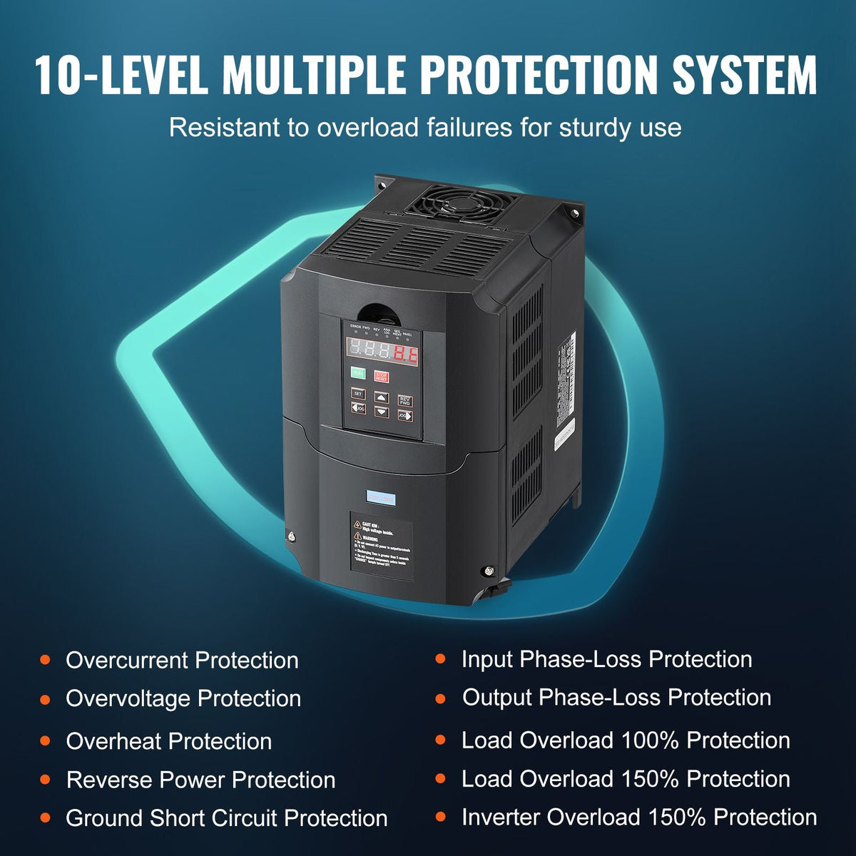 VFD 10HP, 7.5KW, 35A, 1 or 3 Phase 220V Input to 3 Phase 220V Output Variable Frequency Drive, 40-60Hz Input, 0-400Hz Output VFD for Spindle Motor CNC Speed Control