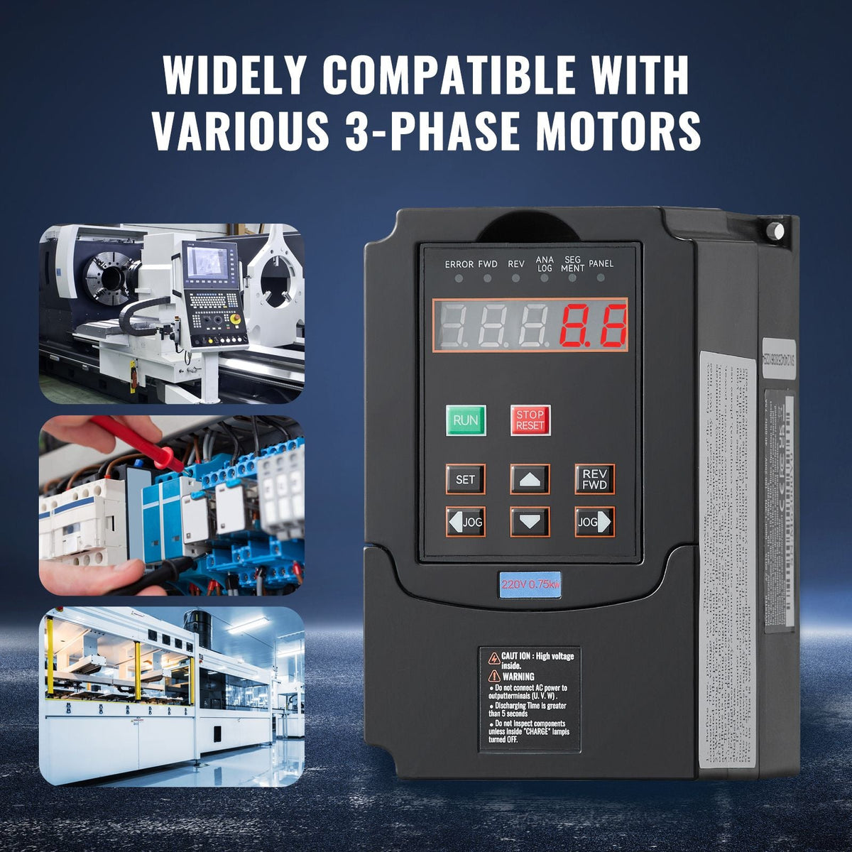 VFD 1HP, 0.75KW, 3.5A, 1 or 3 Phase 220V Input to 3 Phase 220V Output Variable Frequency Drive, 40-60Hz Input, 0-400Hz Output VFD for Spindle Motor CNC Speed Control