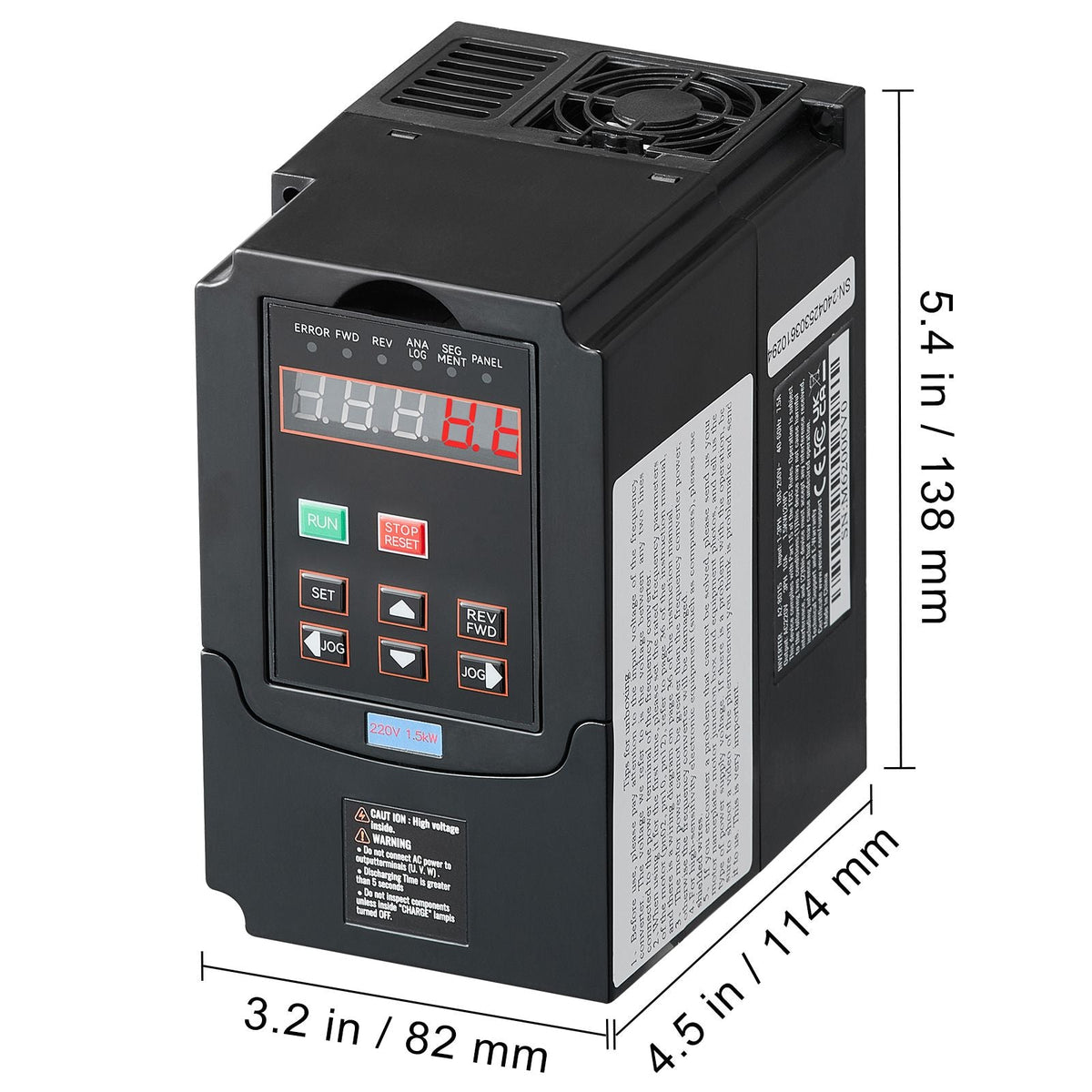 VFD 2HP, 1.5KW, 7.5A, 1 or 3 Phase 220V Input to 3 Phase 220V Output Variable Frequency Drive, 40-60Hz Input, 0-400Hz Output VFD for Spindle Motor CNC Speed Control