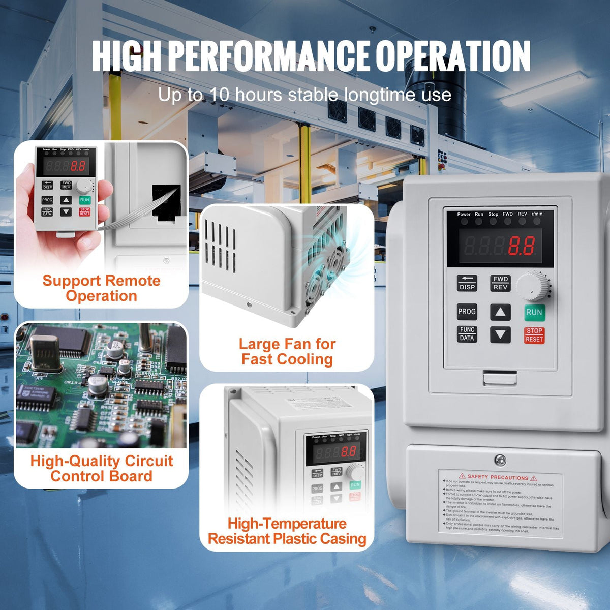 VFD 5HP, 4KW, 18A, 1 Phase 220V-240V Input to 3 Phase 220V-240V Output Variable Frequency Drive, 0-400Hz VFD for AC Motor Speed Control
