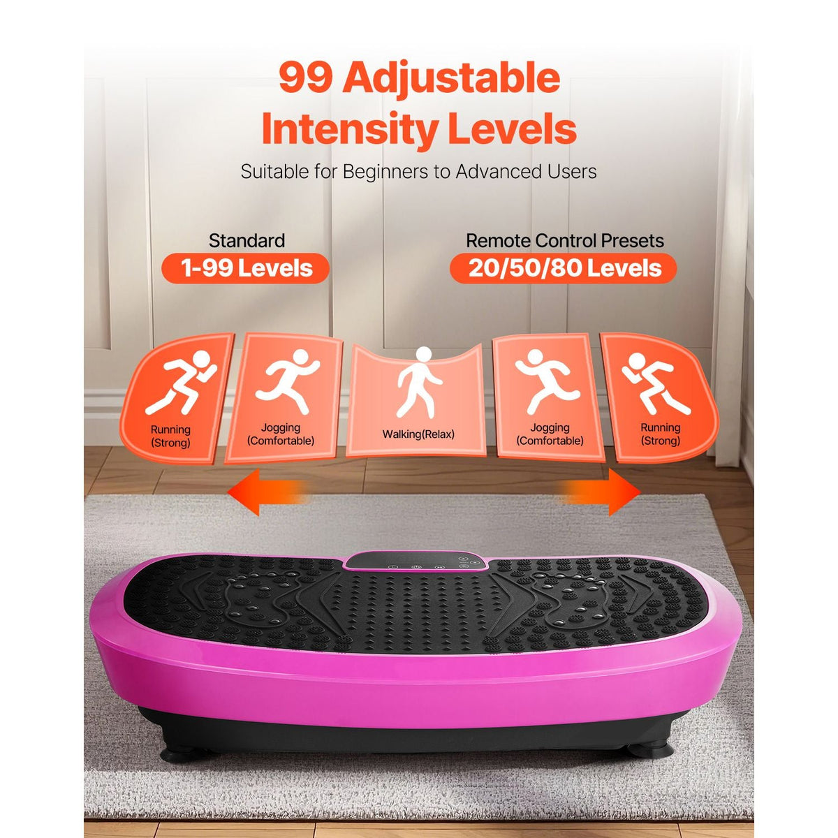 Vibration Plate Exercise Machine, Full Body Shaker with Magnetic Acupoints for Lymphatic Drainage and Weight Loss, Home Gym Workout Fitness Equipment with 2 Resistance Bands for Women Men, Pink