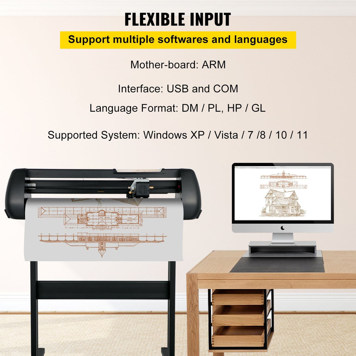 Vinyl Cutter Machine, Upgraded 28 Inch Paper Feed Cutting Plotter Bundle, Adjustable Force & Speed Vinyl Printer with Powerful Stepper Motors, Signmaster Software Compatible with Windows System