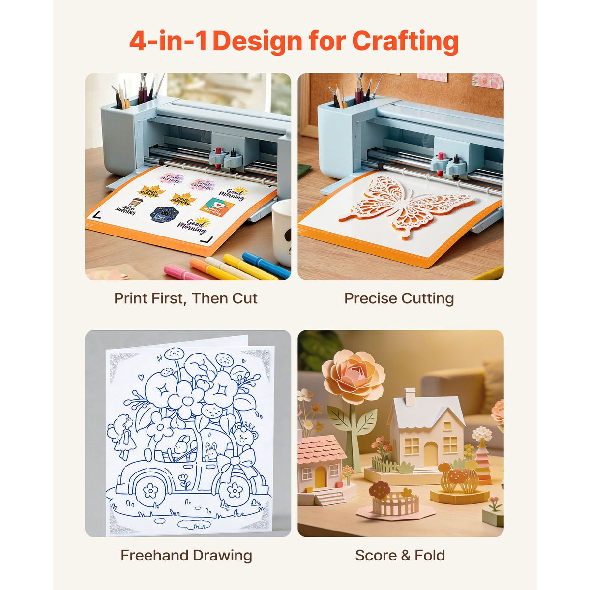 Vinyl Cutting Machine, 12 in, Button and Screen Controlled Vinyl Cutter with Materials and Tool Kit, 5000+ Built-in Design Resources, Compatible with Mac, Windows, Android and iOS, for Crafts
