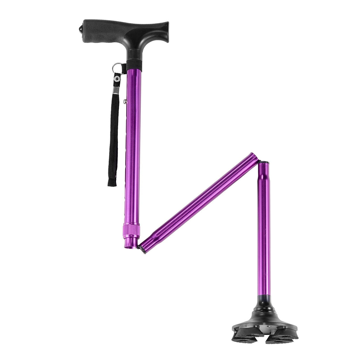Walking Cane Folding Walking Stick with 8-Level Height & 4-Pronged Pivoting Base