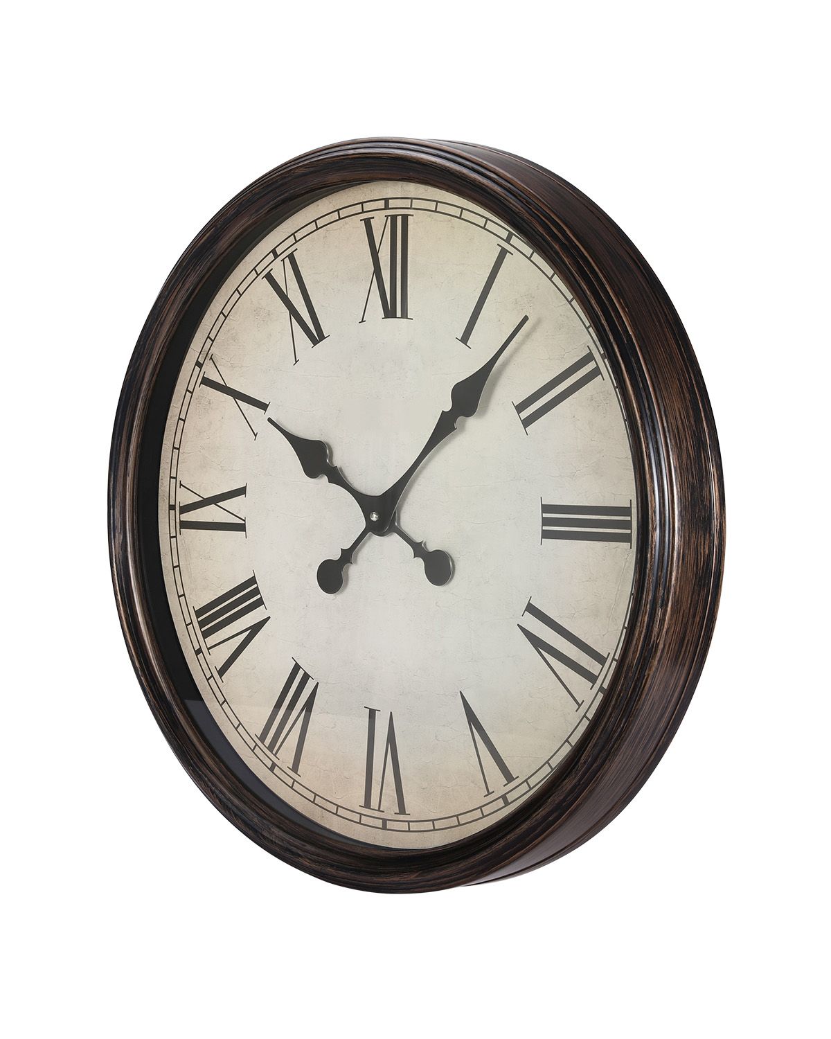 Wall Clock, 20 in Wall Clock Roman Numerals, Battery Operated Non Ticking Silent Classic Decorative Round Clocks, for Living Room Bedroom Office Kitchen Dining Room Home Decor Farmhouse, Brown