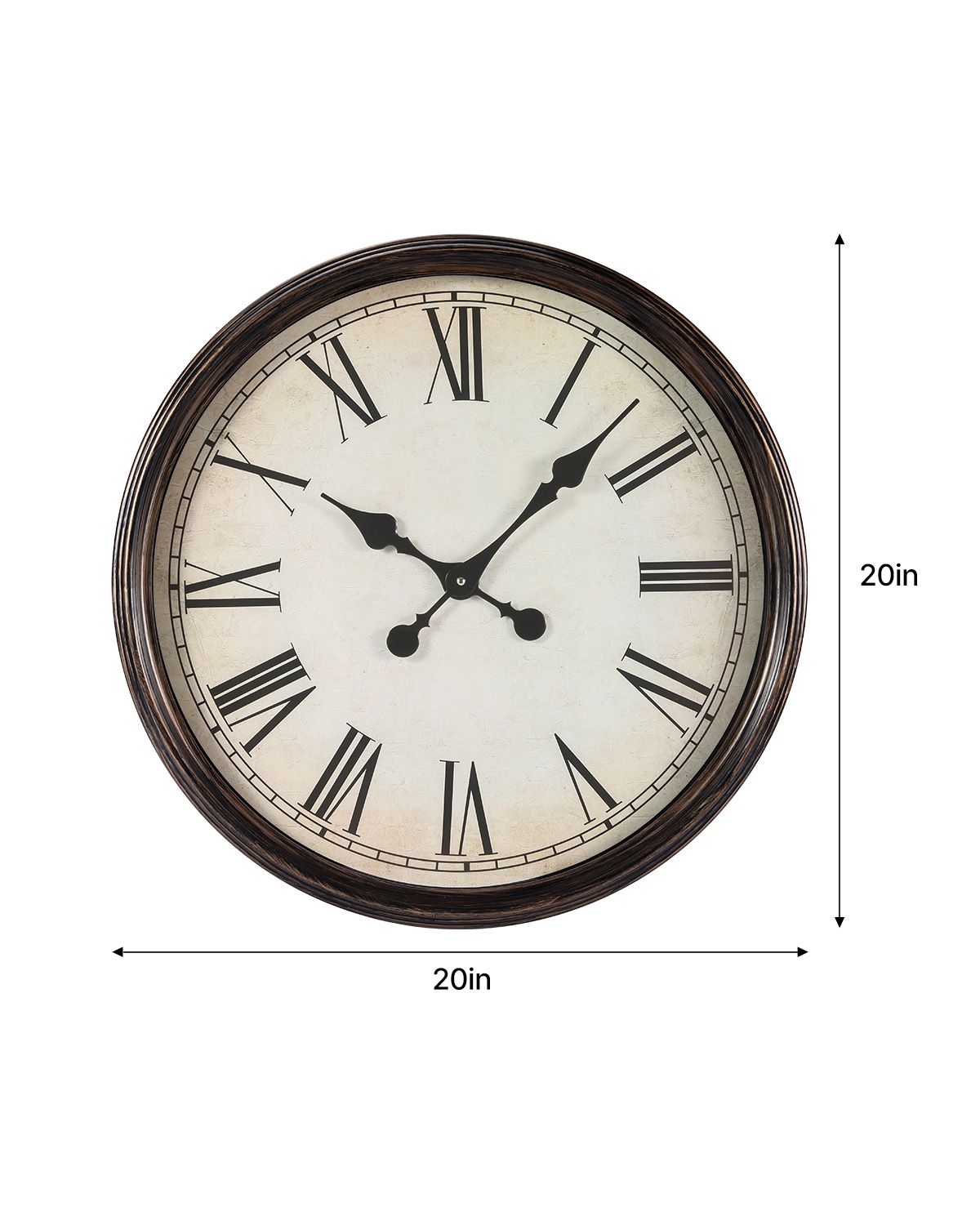 Wall Clock, 20 in Wall Clock Roman Numerals, Battery Operated Non Ticking Silent Classic Decorative Round Clocks, for Living Room Bedroom Office Kitchen Dining Room Home Decor Farmhouse, Brown