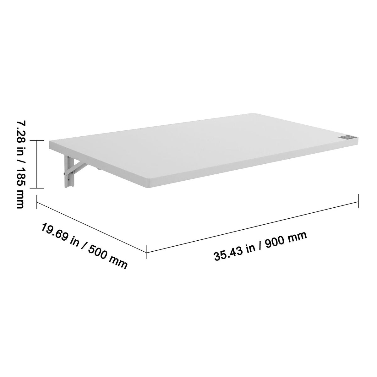 Wall Mounted Folding Table, 35.4 x 19.7 inches Wall Mount Table, Floating Desk with Iron Bracket, Fold Down Desk for Small Spaces, Home Office, Dining, Laundry Room, Kitchen, Bar, White