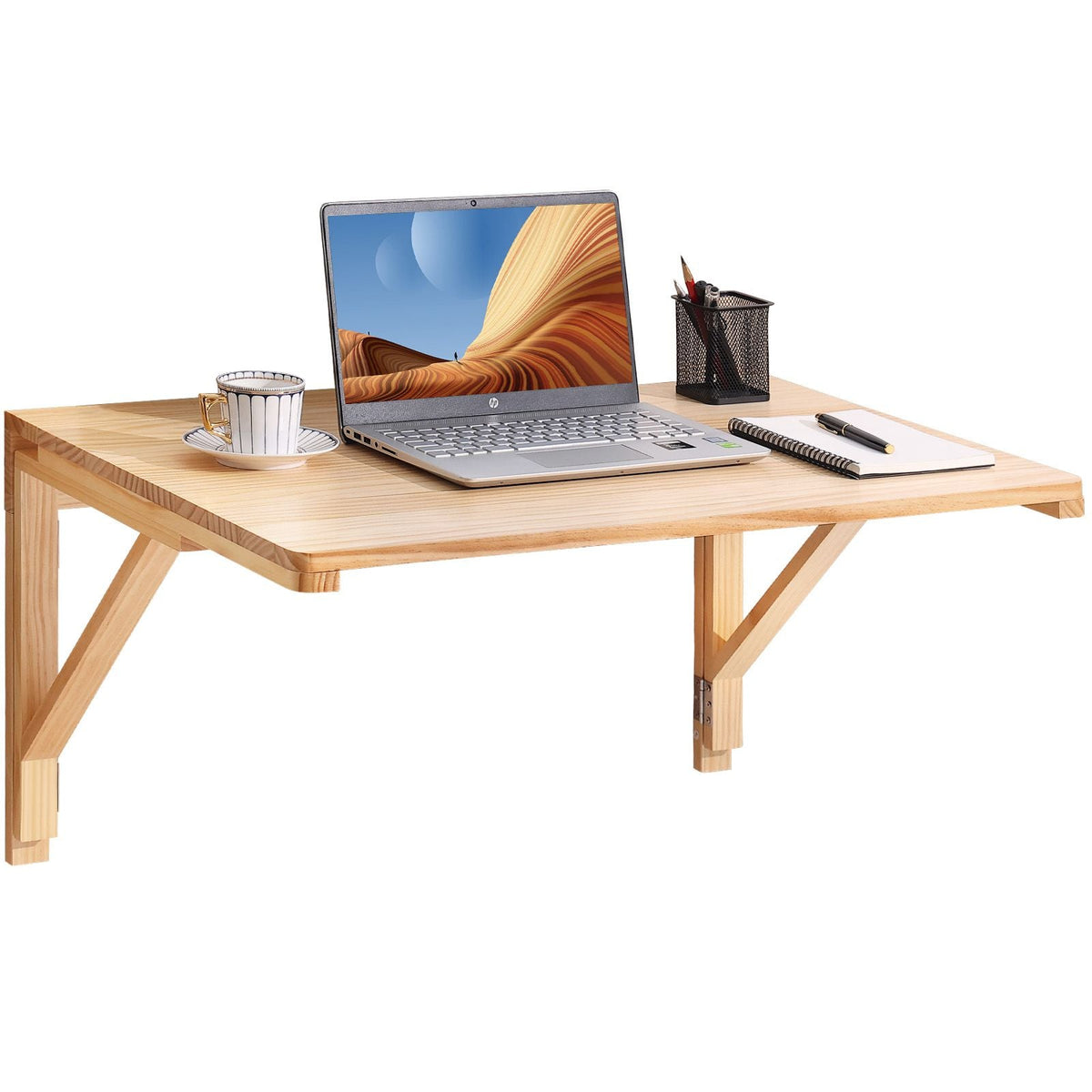 Wall Mounted Folding Table, Wall Mounted Drop Leaf Tables, Solid Wood Floating Desk for Dining, Laundry Room, Office, 31.5" x 23.58" x 17.24" Fold Down Desk