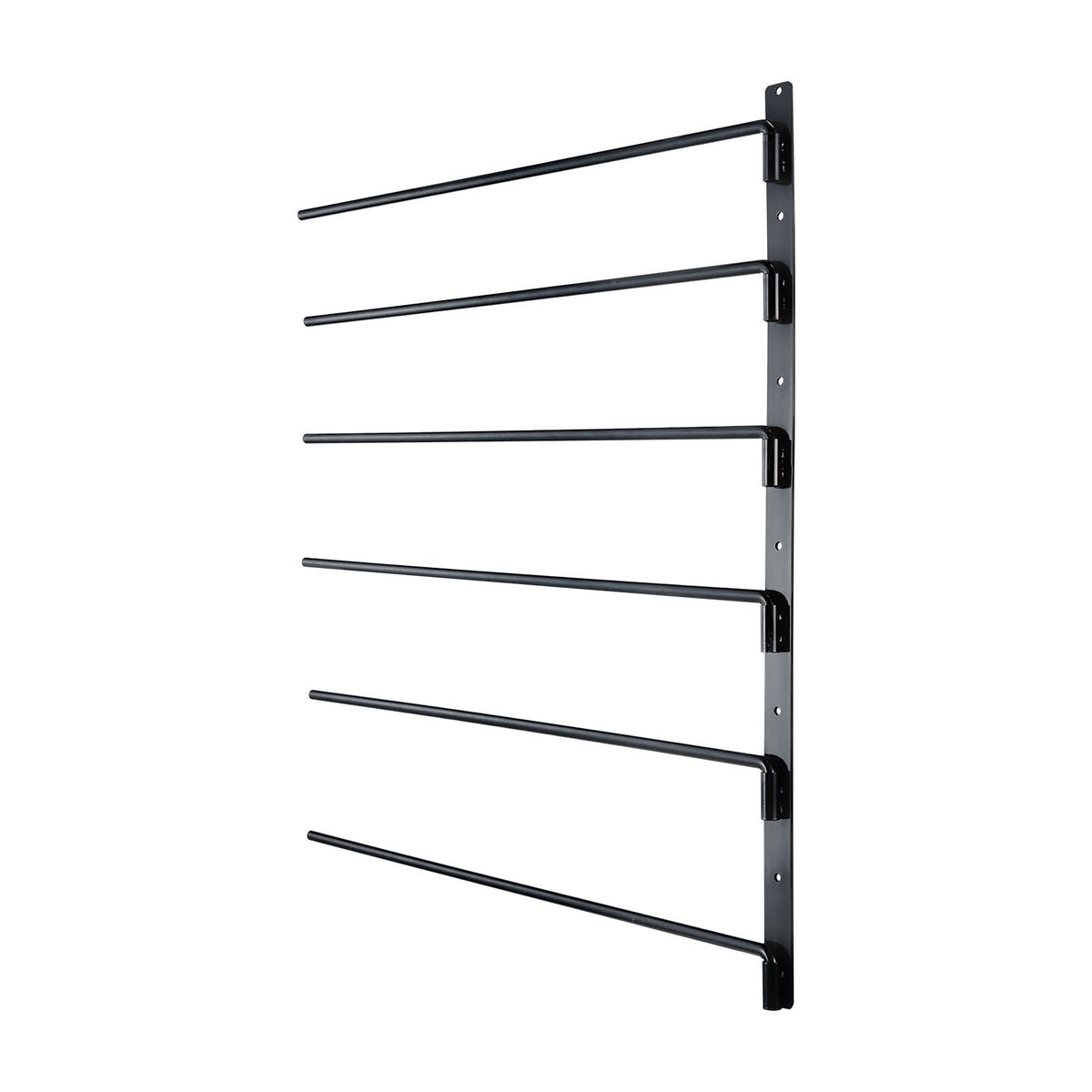 Wall Mounted Saddle Rack, 30.9 x 29.9 x 5.5 in, Swing Out Saddle Holder, Six Tiers Horse Saddle Stand, Space Saving Horse Pad and Blanket Rack for Tack Room Organization Trailer Accessories
