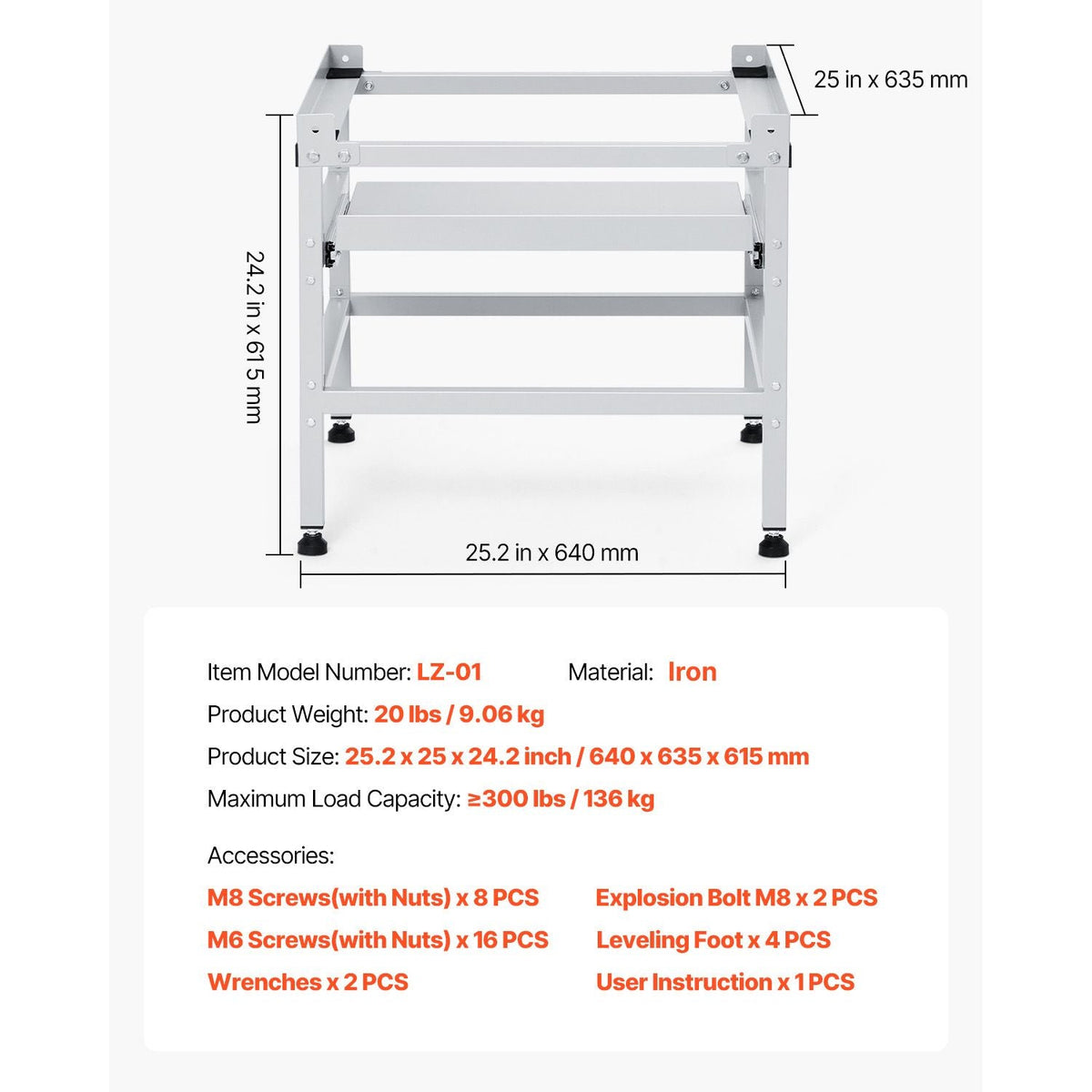 Washing Machine Stand, 48.5x25-Inch Washer Laundry Pedestal, 590LBS Load Capacity Washer And Dryer Pedestal Base with Double Trays, 4 Adjustable Feet for Lifting Washing Machines, Carbon Steel
