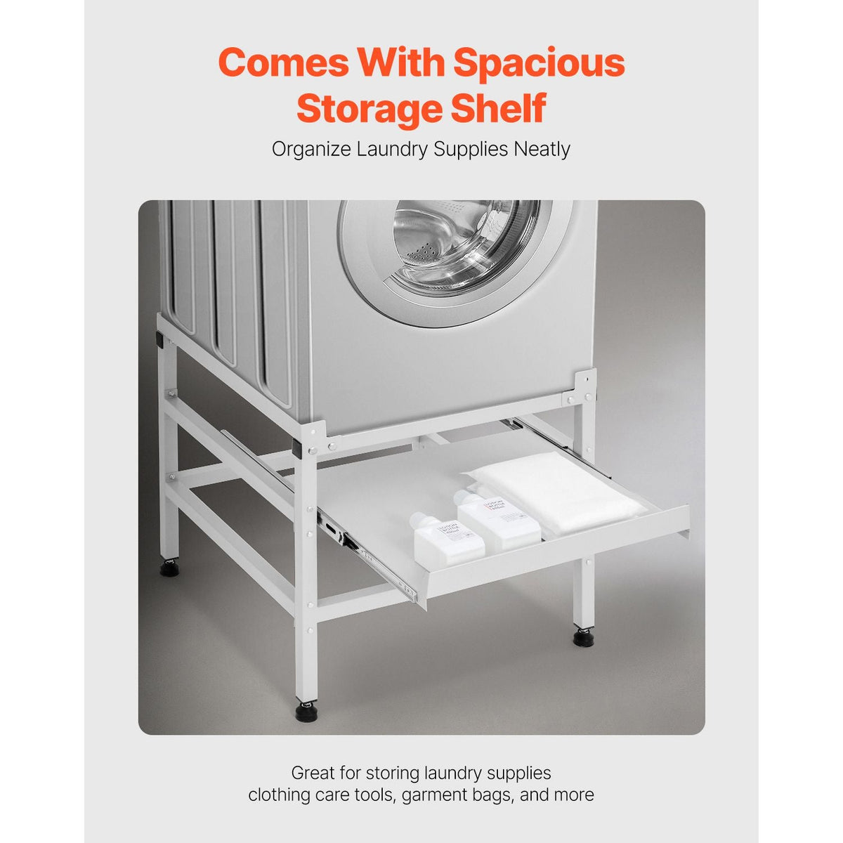 Washing Machine Stand, 48.5x25-Inch Washer Laundry Pedestal, 590LBS Load Capacity Washer And Dryer Pedestal Base with Double Trays, 4 Adjustable Feet for Lifting Washing Machines, Carbon Steel