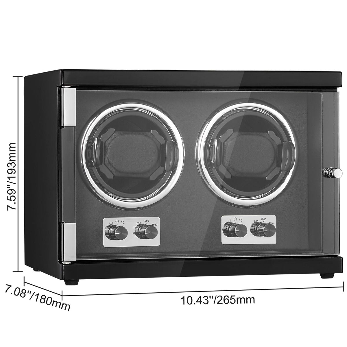 Watch Winder, Dual Watch Winder for Men's and Women's Automatic Watch, with 2 Super Quiet Japanese Mabuchi Motors, Blue LED Light and Adapter, High-Density Board Shell and Black PU