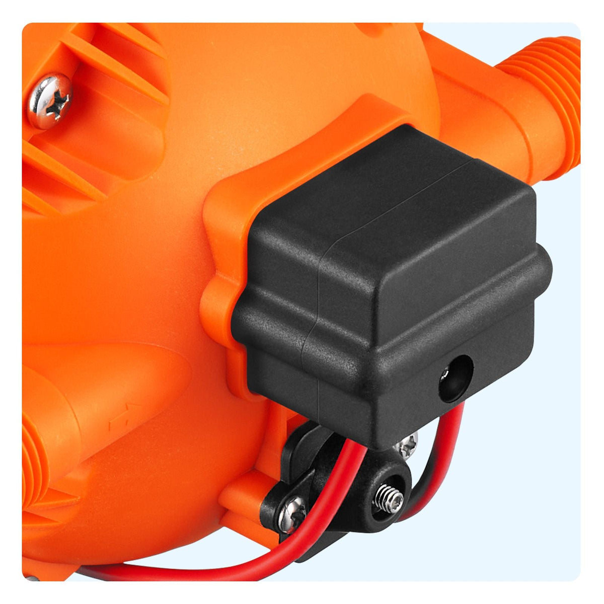 Water Diaphragm Pump, 12V DC, 5.5 GPM Flow, 70 PSI Rated Pressure (40-100 PSI Adjustable), 1/2" MNPT Self Priming Sprayer Pump with Pressure Switch for RV Camper Marine Boat Lawn, FCC Certified
