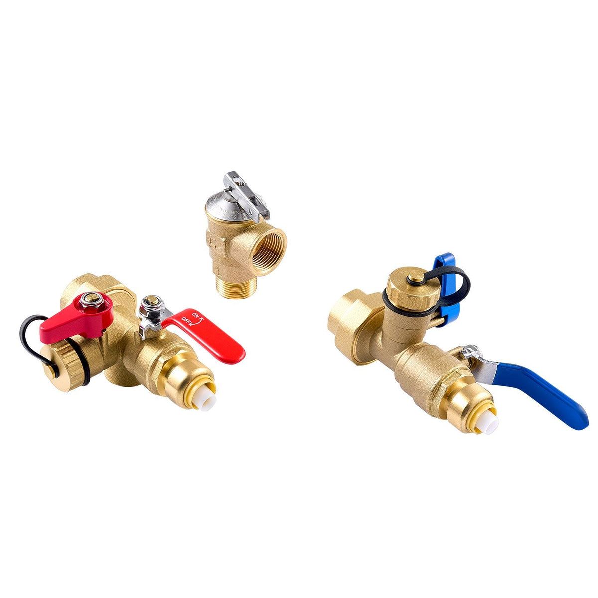 Water Heater Kit, 3/4 Inch Tankless Water Heater Service Valve Kit with 2PCS 3/4″ NPT to 3/4″ PTC Isolation Valves, Pressure Relief Valve, Fits Most Tankless Waters Heaters, Lead-Free Brass