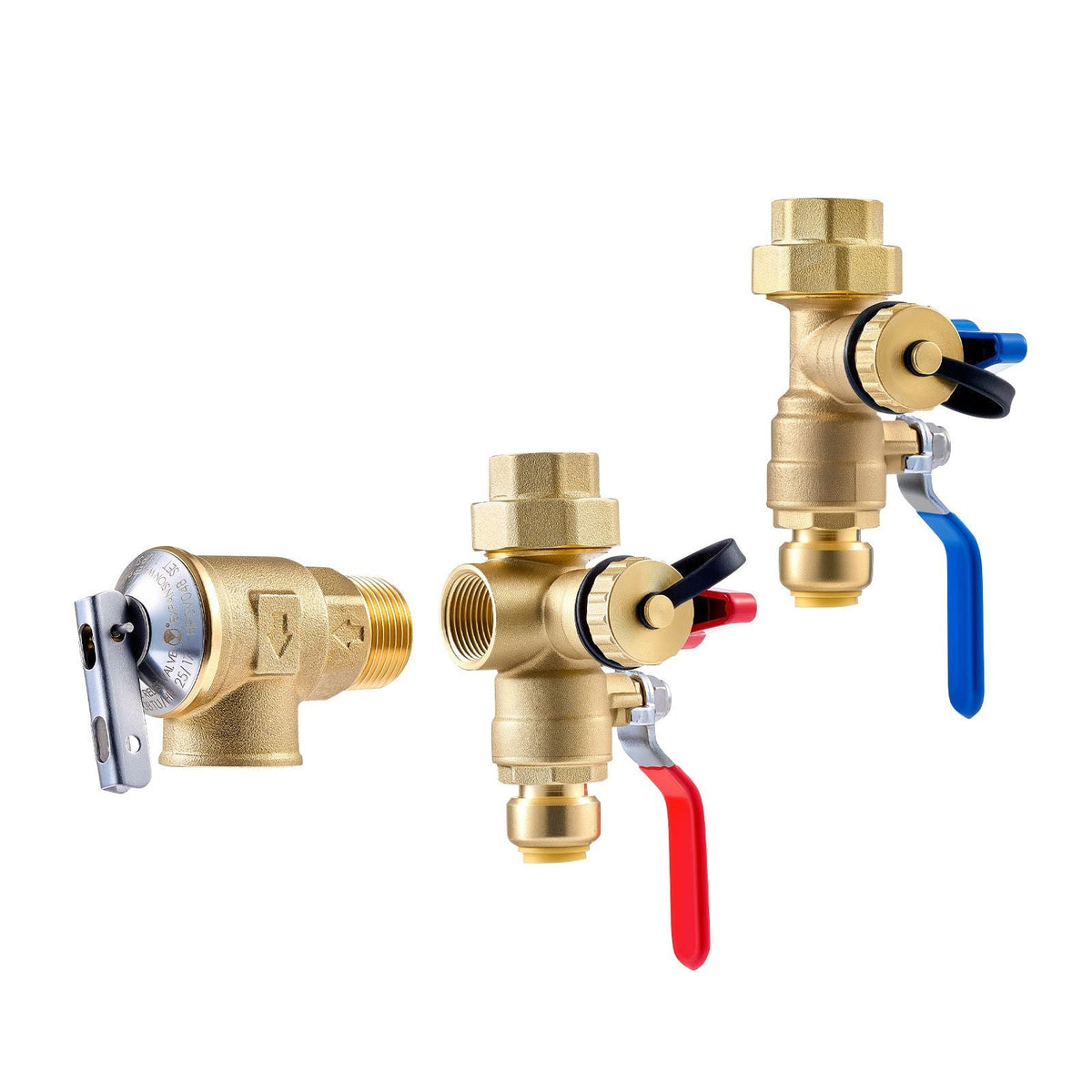 Water Heater Kit, 3/4 Inch Tankless Water Heater Service Valve Kit with 2PCS 3/4″ NPT to 3/4″ PTC Isolation Valves, Pressure Relief Valve, Fits Most Tankless Waters Heaters, Lead-Free Brass