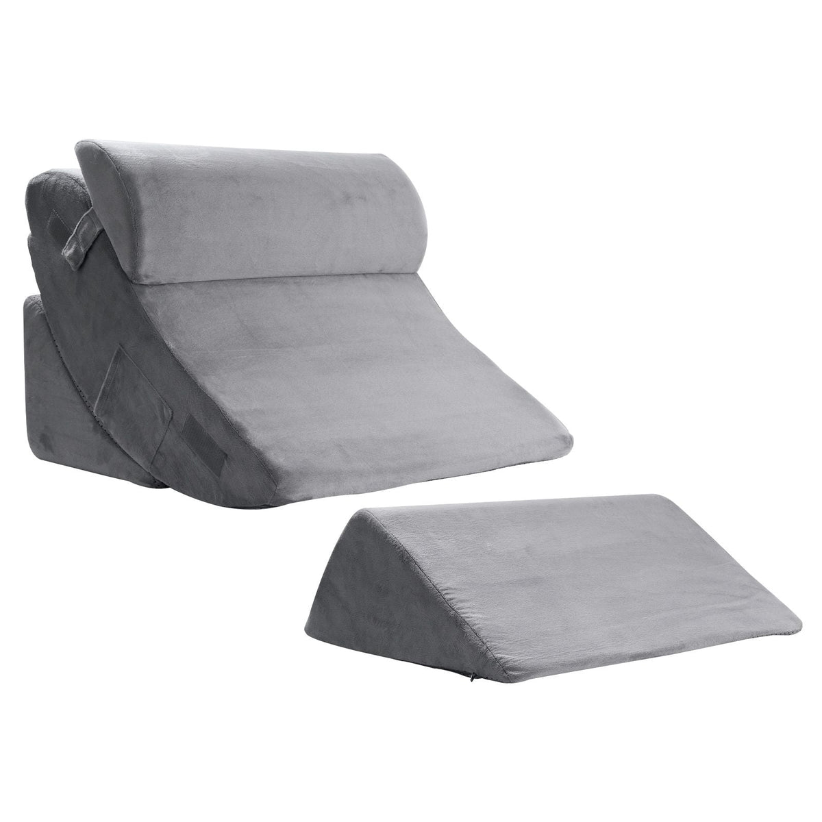 Wedge Pillow for Sleeping, 4 Pcs Adjustable Orthopedic Bed Wedge Set, Support Leg Neck Shoulder, Post Surgery Pillow for Back Pain, Acid Reflux, Snoring Relief, Sitting up in Bed, Dark Grey